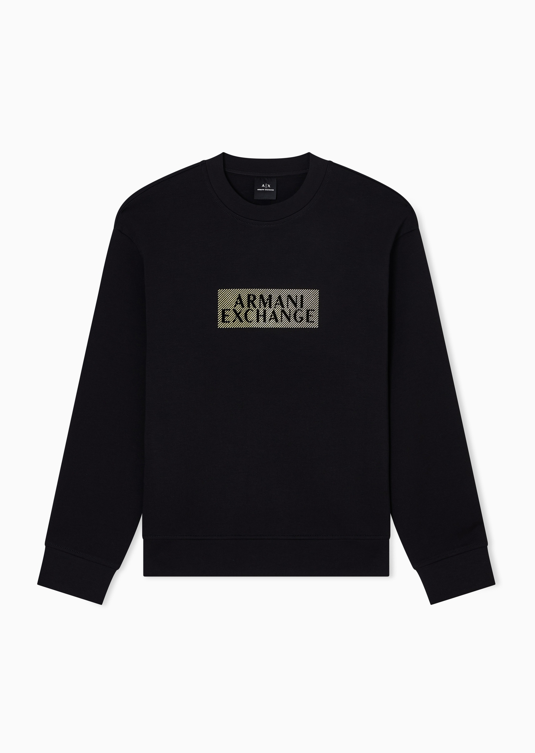 ARMANI EXCHANGE 男士棉质微弹宽松长袖圆领撞色套头卫衣