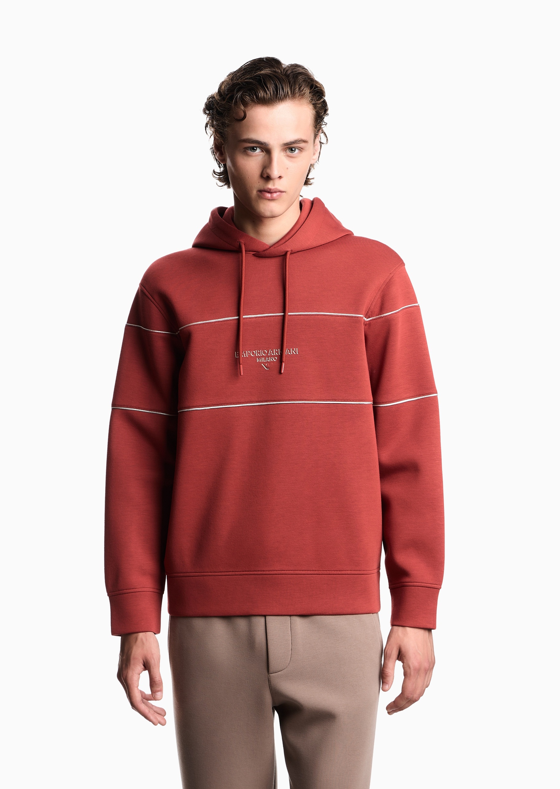 Emporio Armani 男女同款莫代尔运动休闲套头连帽卫衣