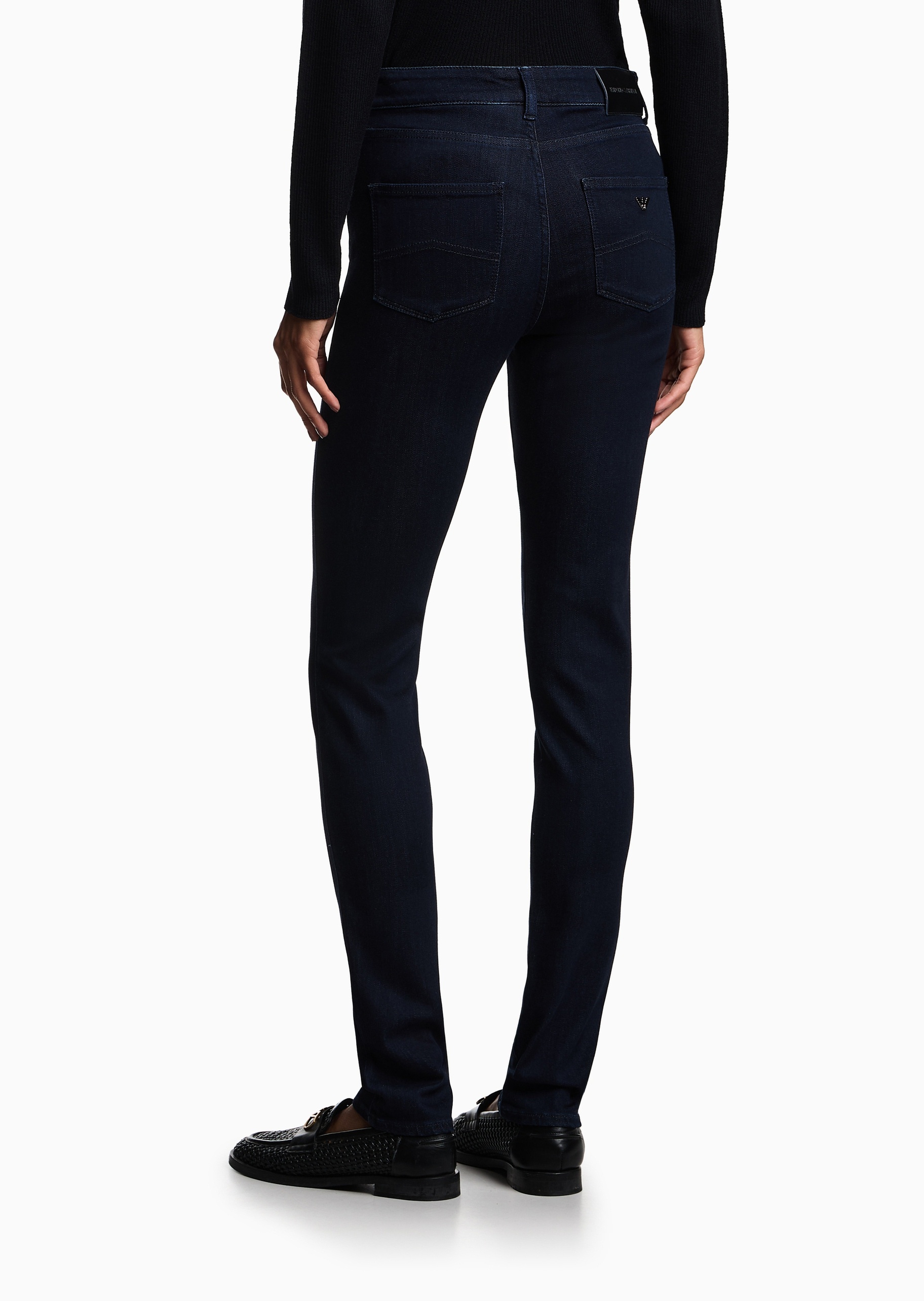 Emporio Armani 女士微弹紧身高腰长款铅笔窄脚牛仔裤