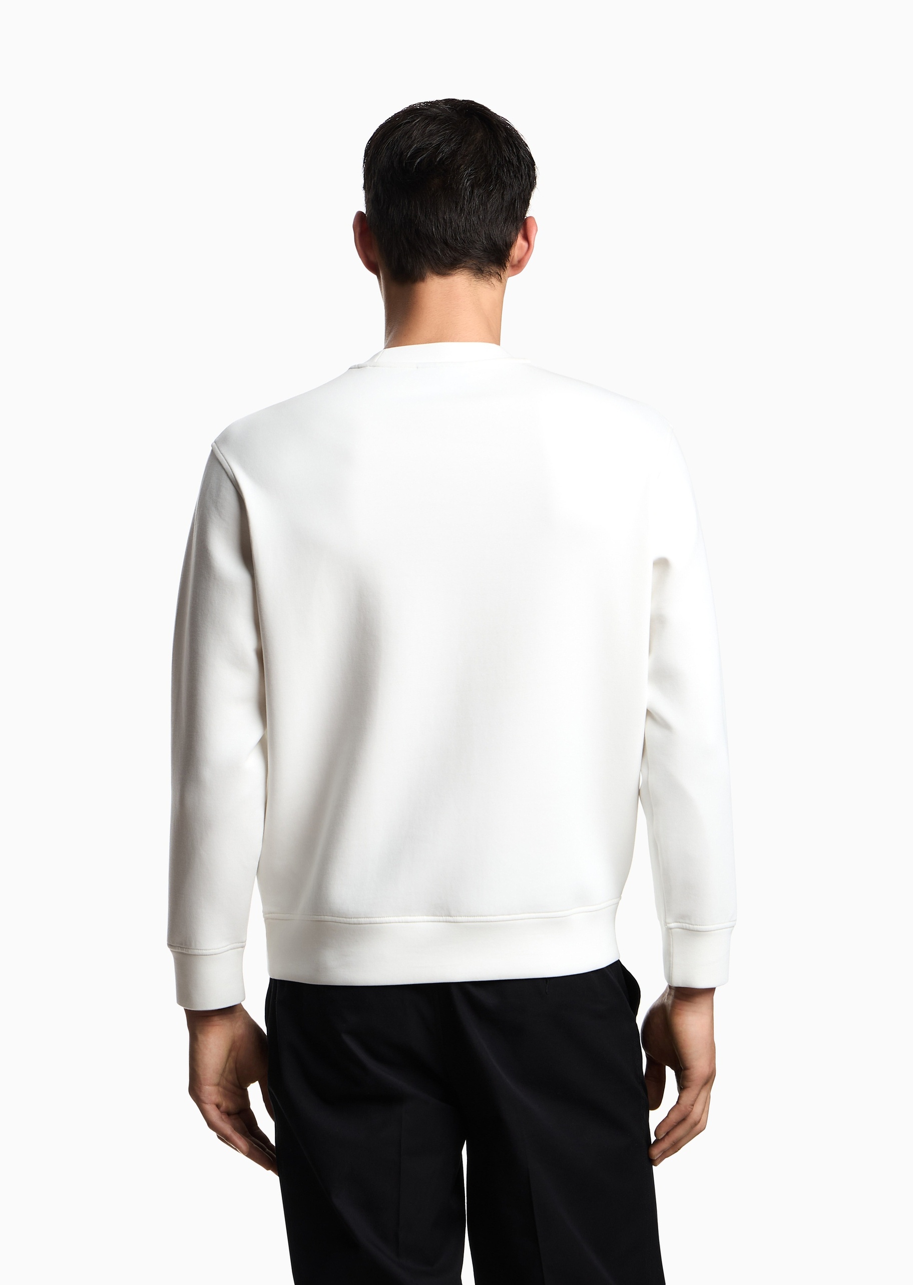 Emporio Armani 男士棉质弹力宽松长袖重磅圆领套头刺绣卫衣