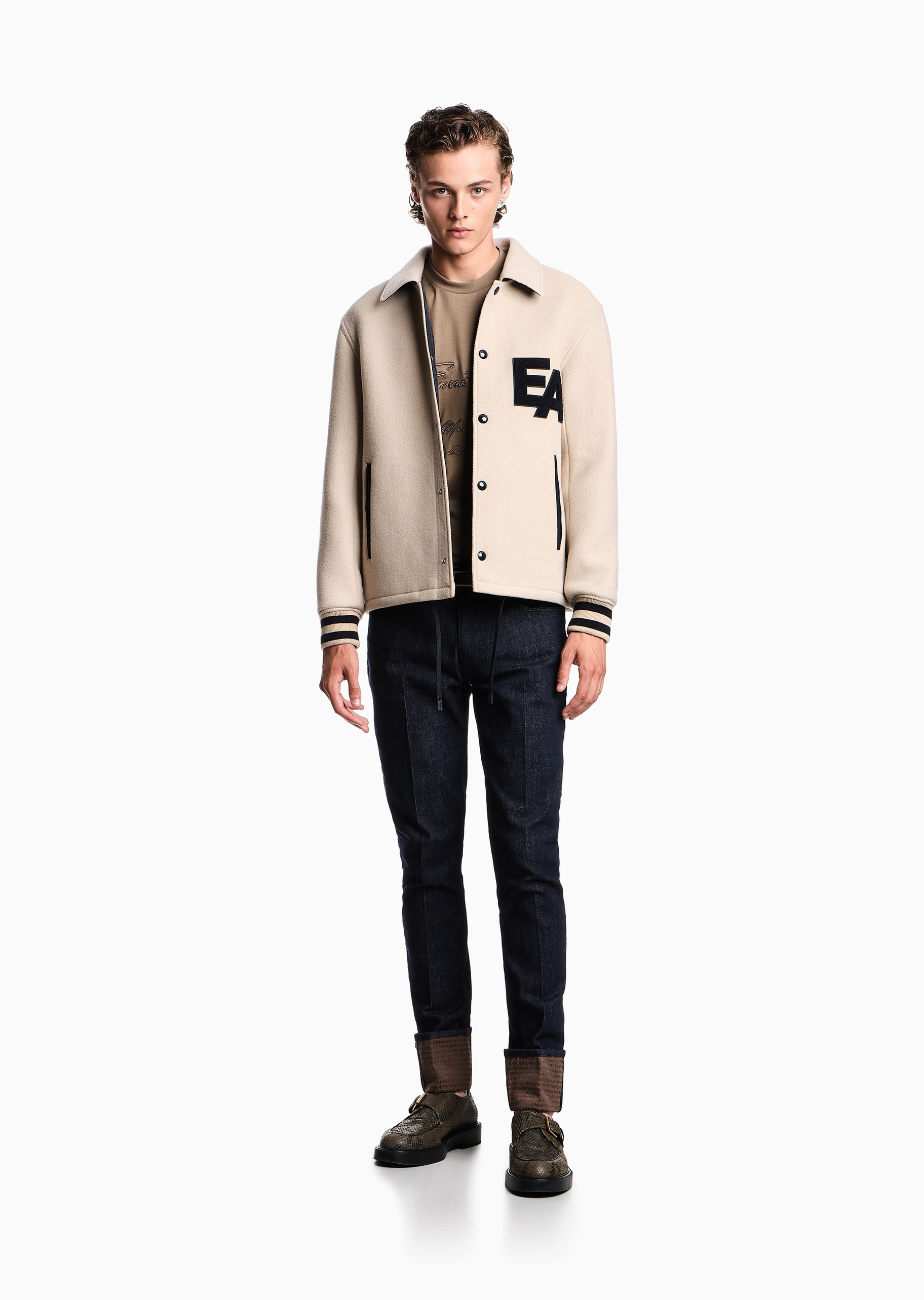 Emporio Armani 男士棉质微弹修身低腰长款直筒小直脚牛仔裤