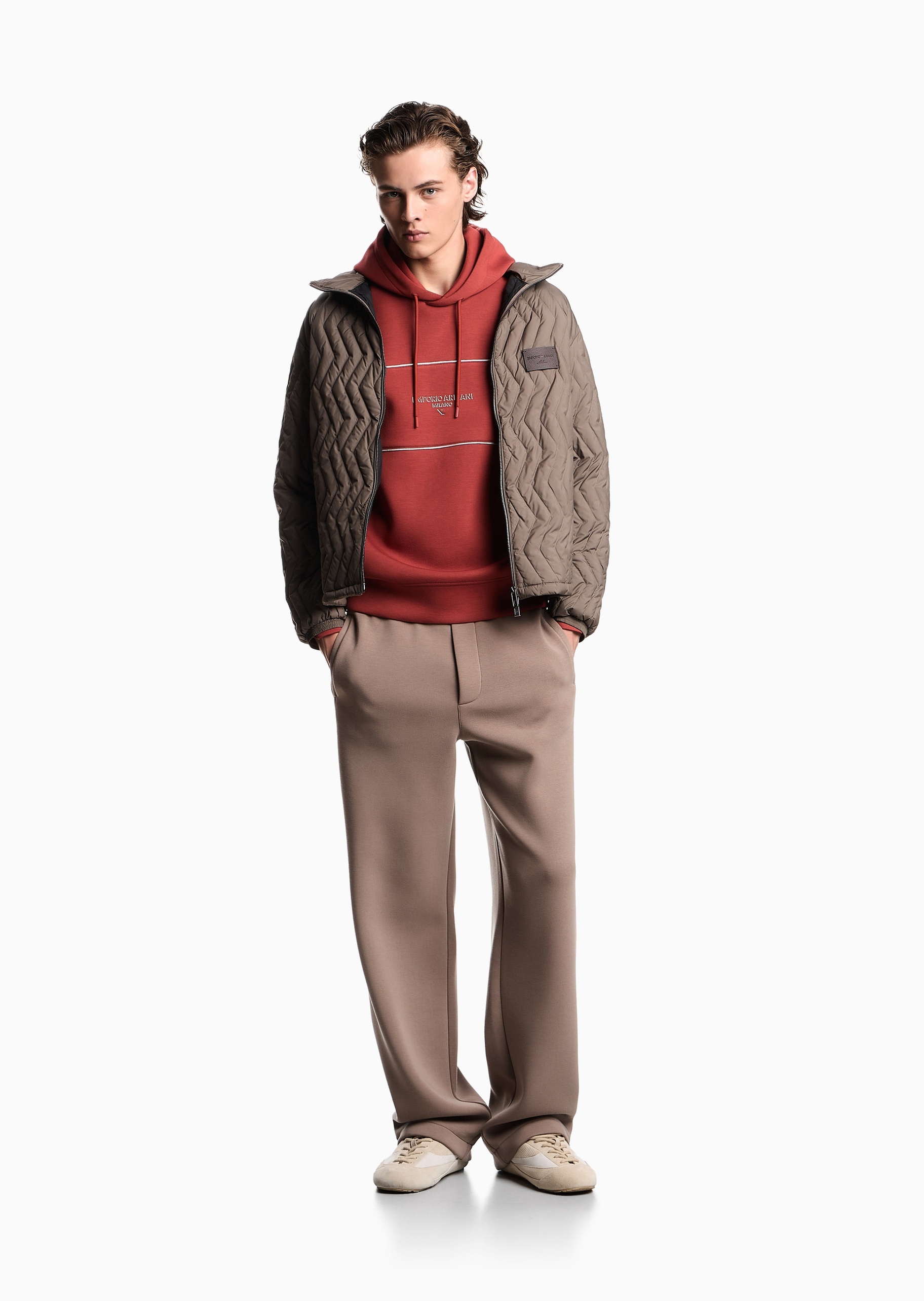 Emporio Armani 男女同款莫代尔运动休闲套头连帽卫衣