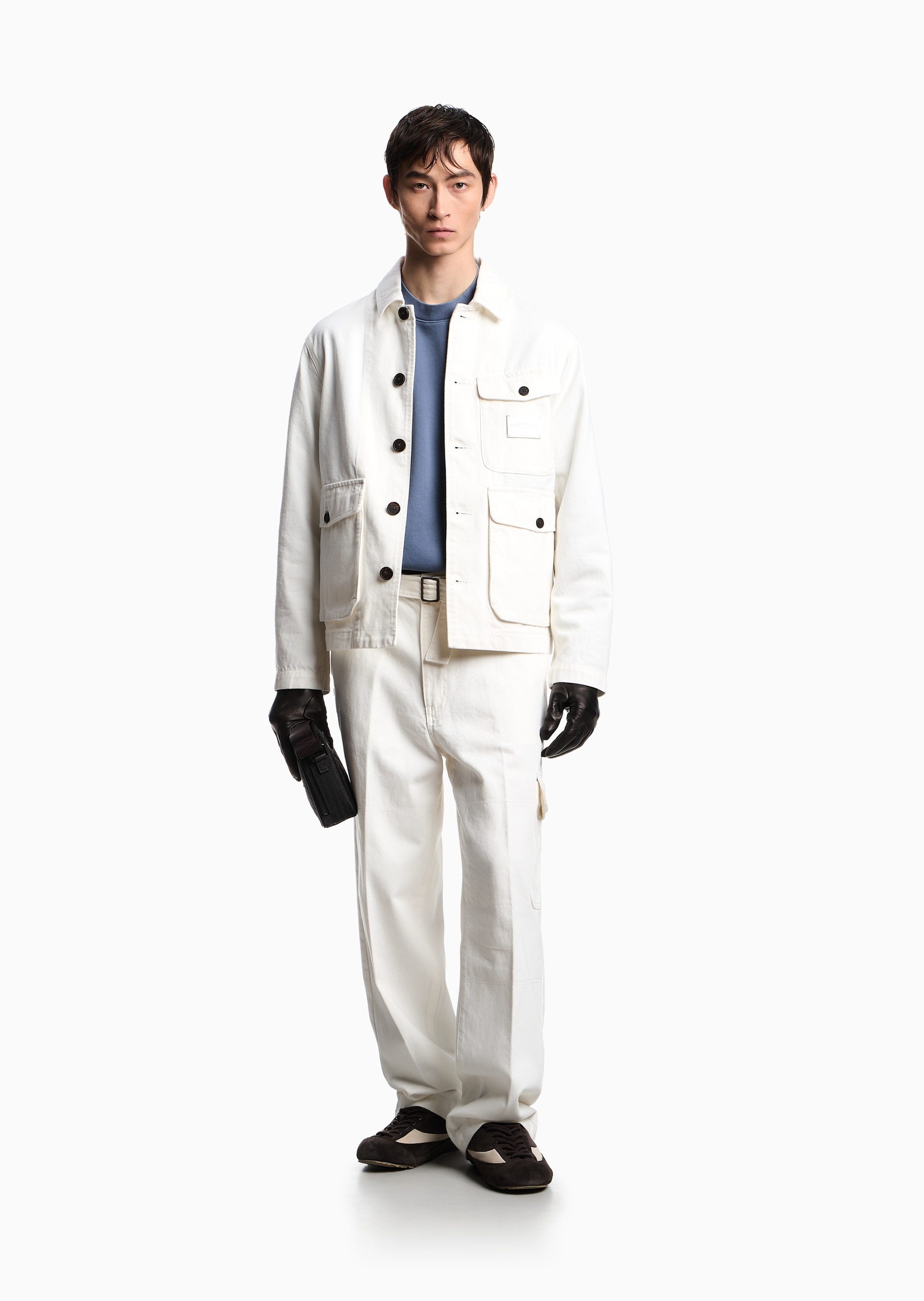 Emporio Armani 男士全棉宽松长袖圆领套头纯色重磅卫衣