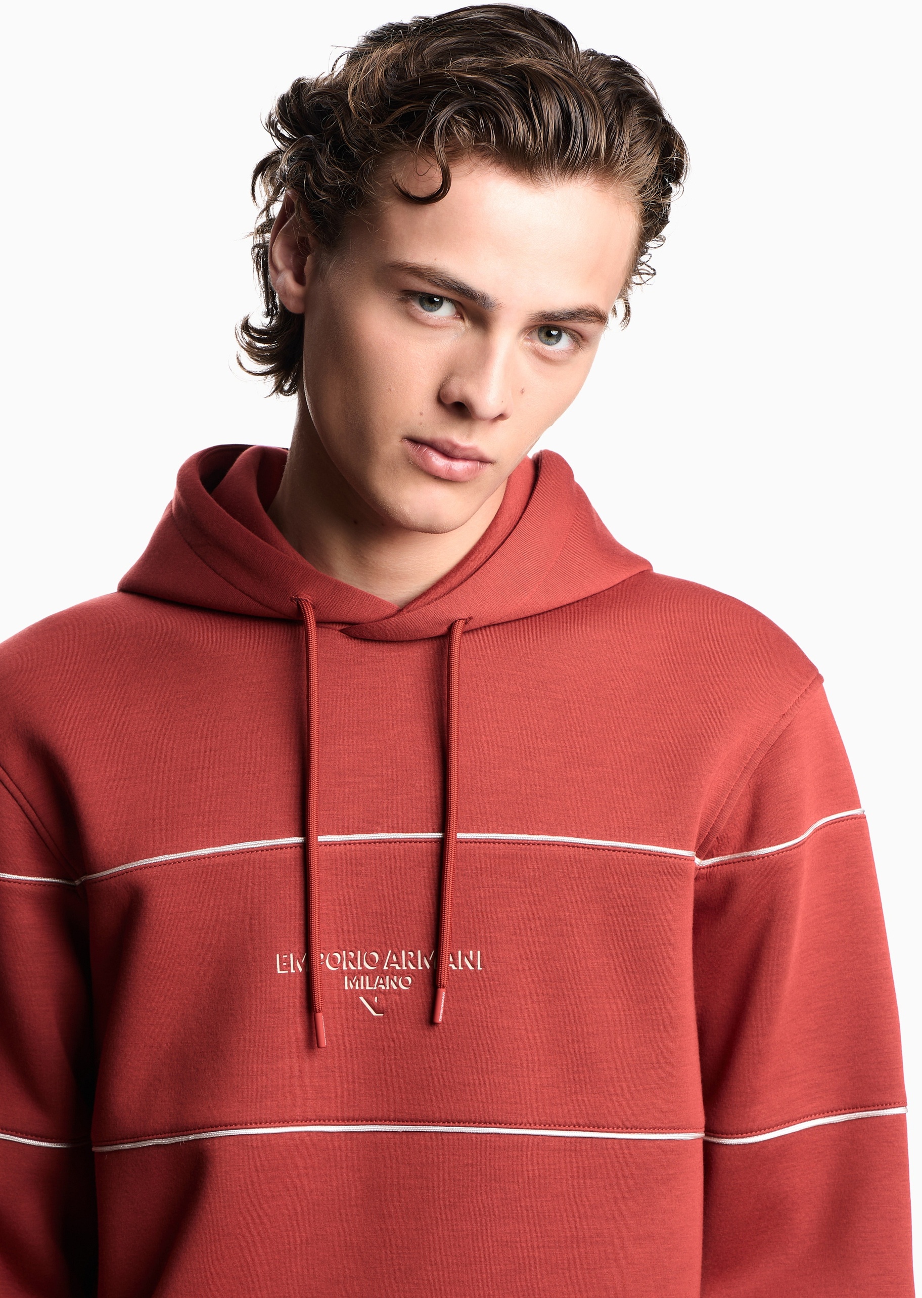 Emporio Armani 男女同款莫代尔运动休闲套头连帽卫衣