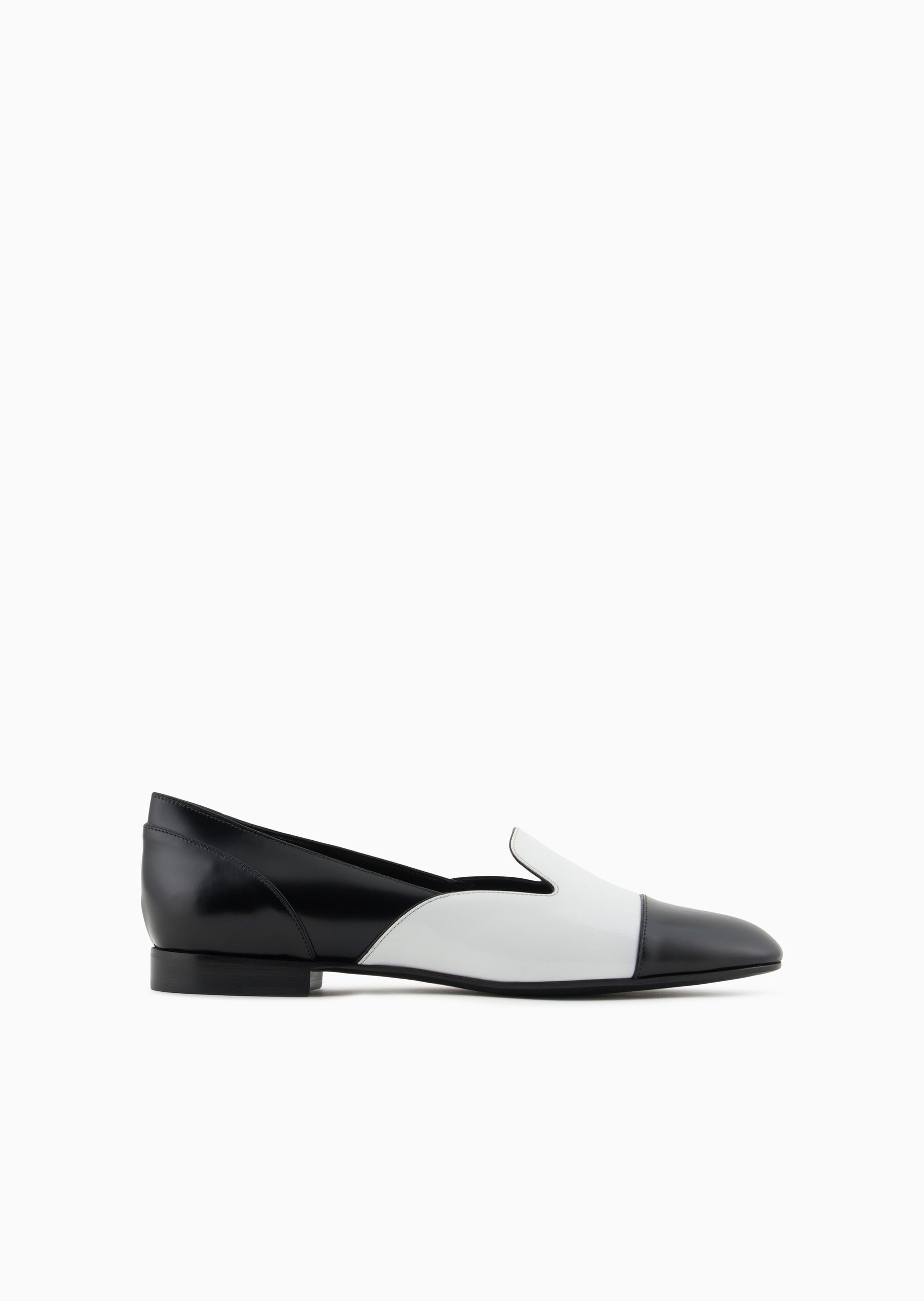 Giorgio Armani 女士牛皮革浅口一脚蹬低跟拼色便鞋