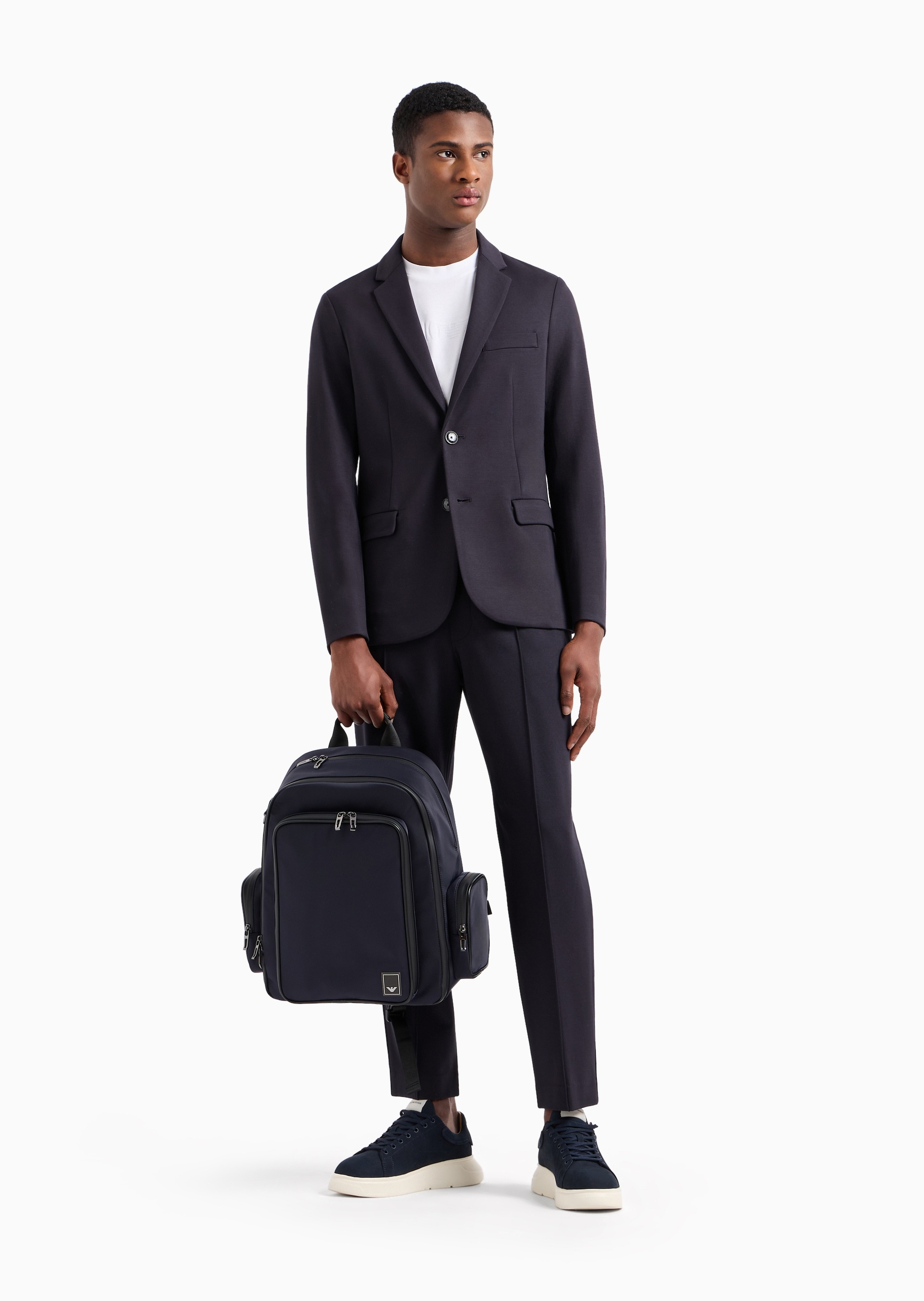 Emporio Armani 男士合身长袖平驳领休闲西装外套