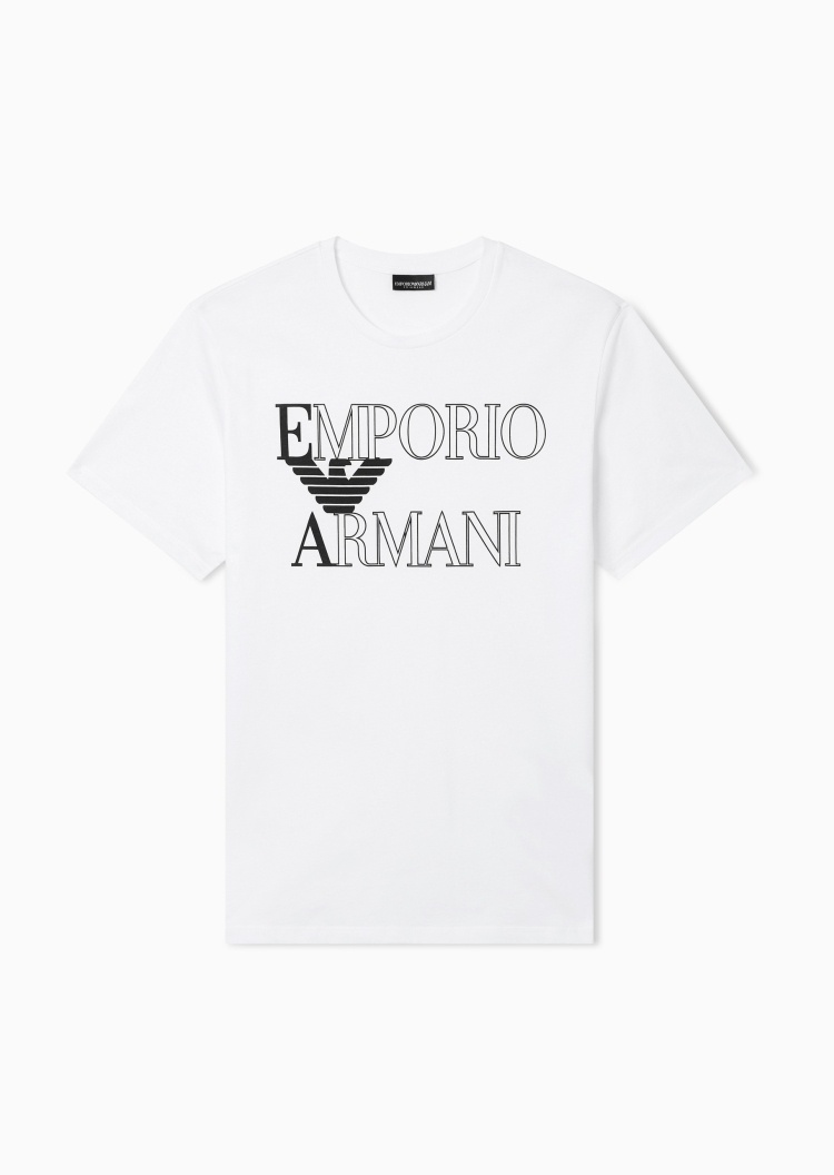 Emporio Armani 男士纯棉短袖圆领LOGO印花沙滩T恤