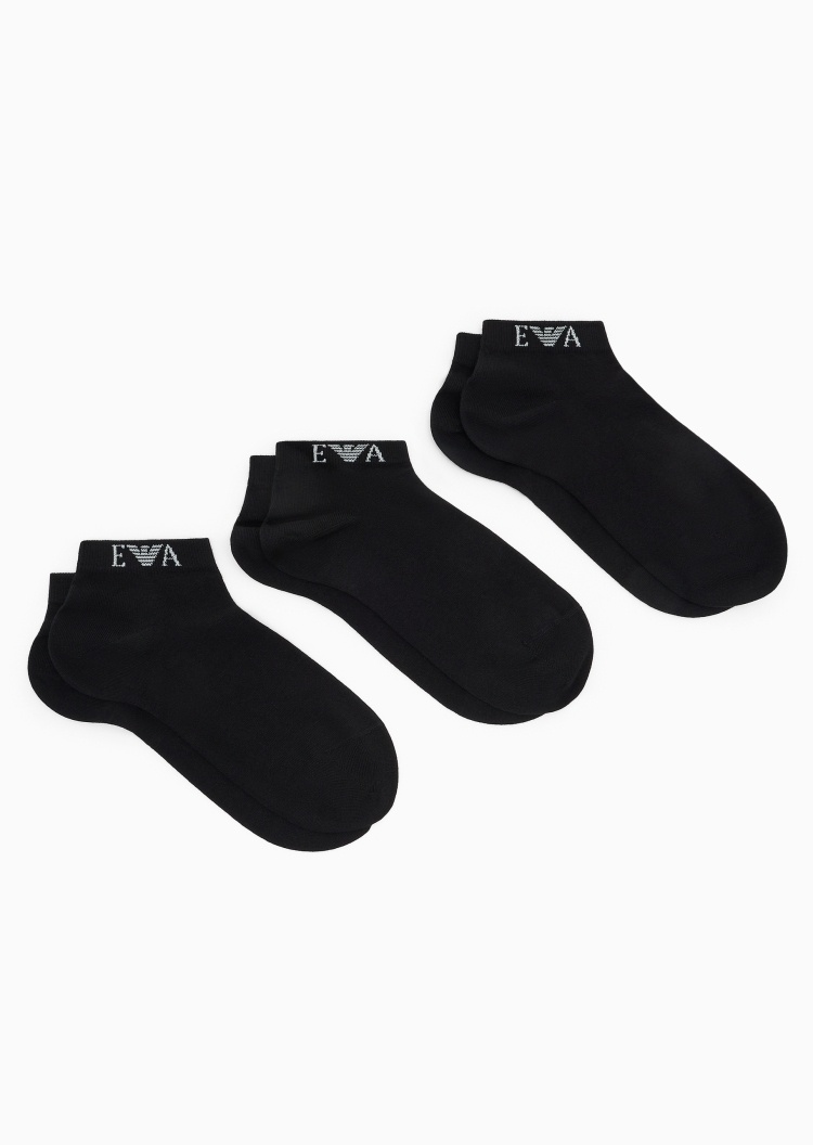 Emporio Armani 男士微弹短筒三双装耐磨时尚袜子套装