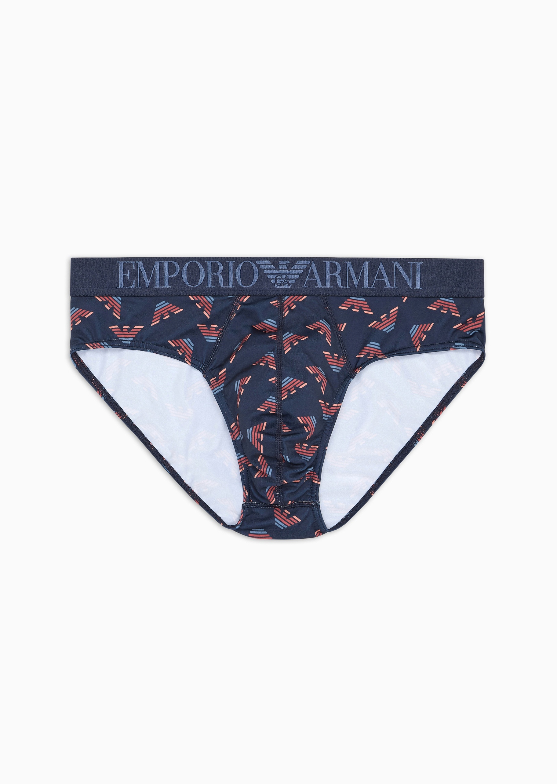 Emporio Armani 男士弹力合身三角通体标识印花内裤