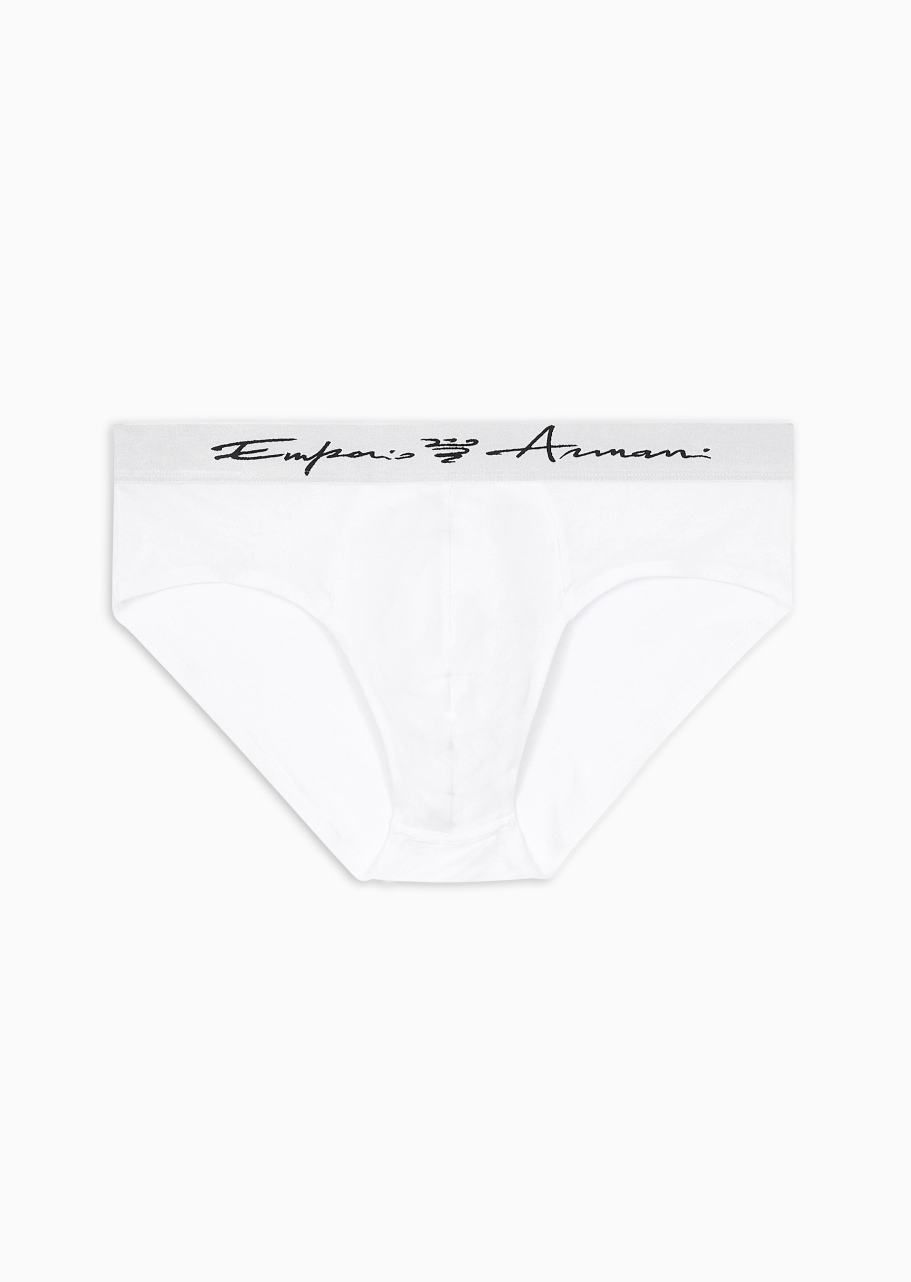 Emporio Armani 男士莫代尔弹力三角撞色提花腰边内裤