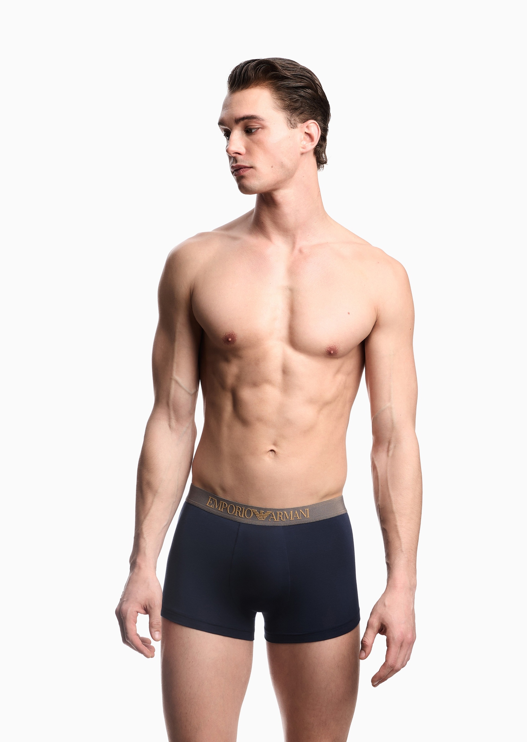 Emporio Armani 男士人造棉弹力平角两条装内裤套装