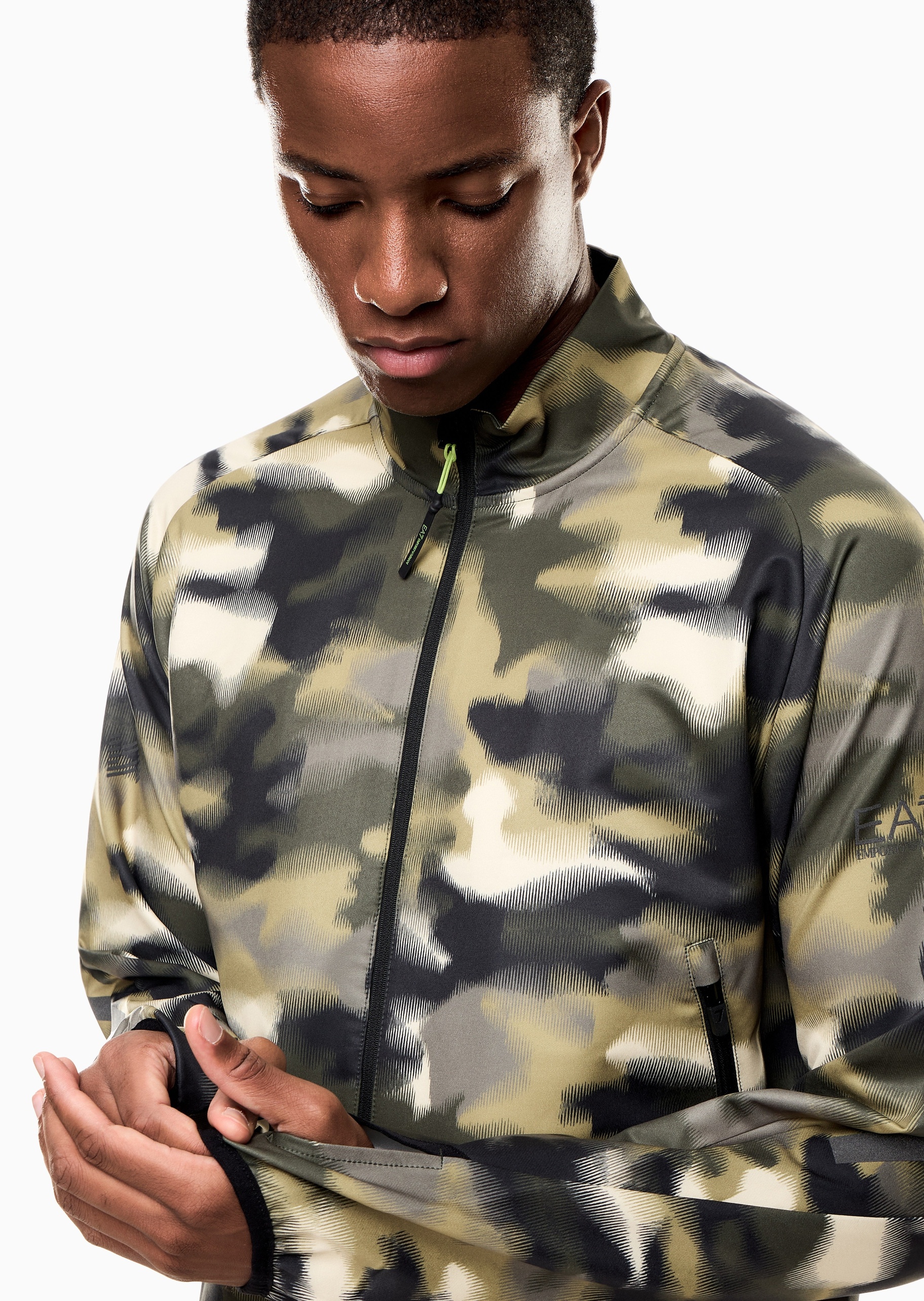 EA7 男士立领拉链复古机能运动夹克外套