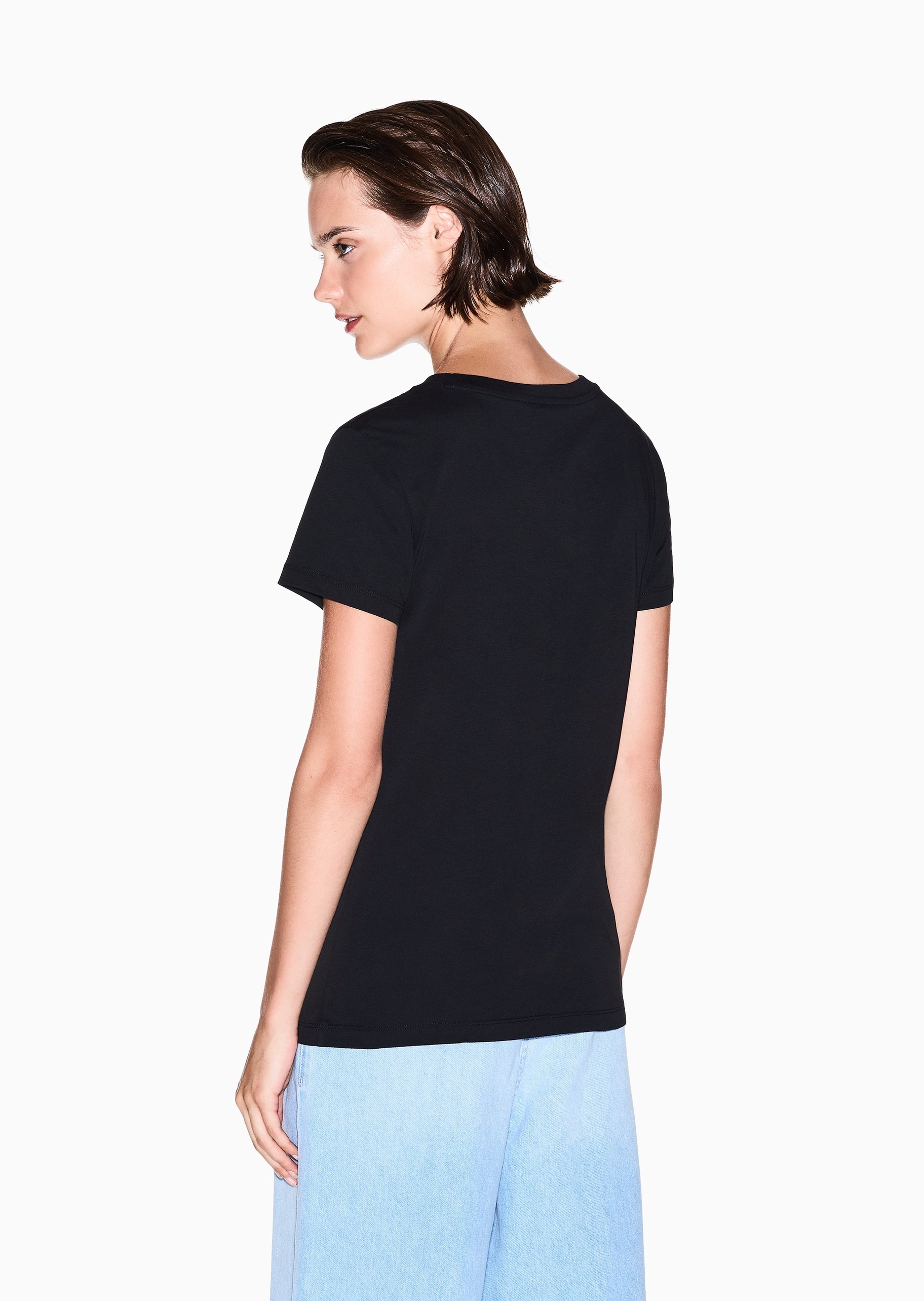 ARMANI EXCHANGE 女士纯棉合身短袖圆领纯色轻薄T恤衫