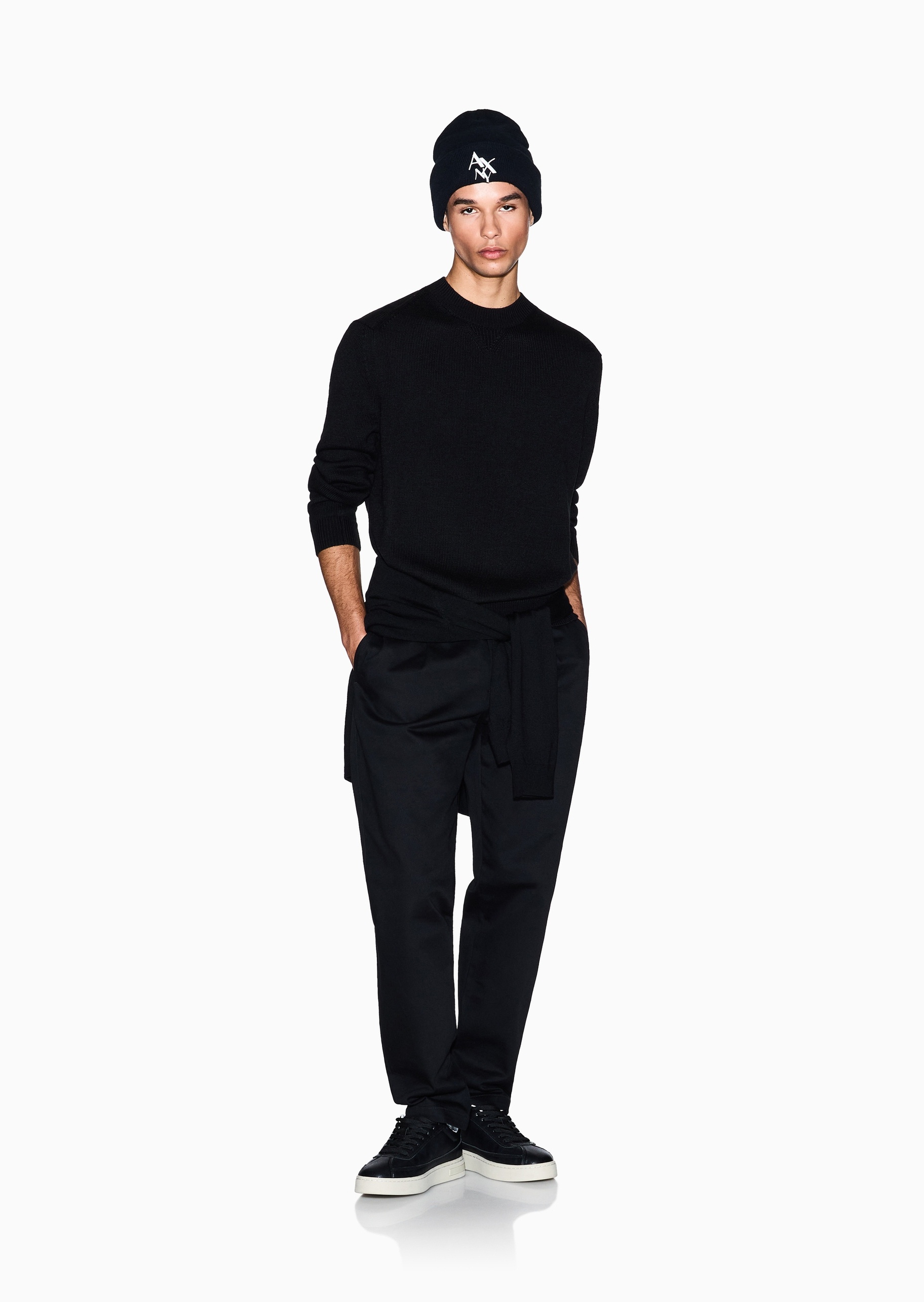 ARMANI EXCHANGE 男士圆领羊毛混纺老钱风套头针织毛衣