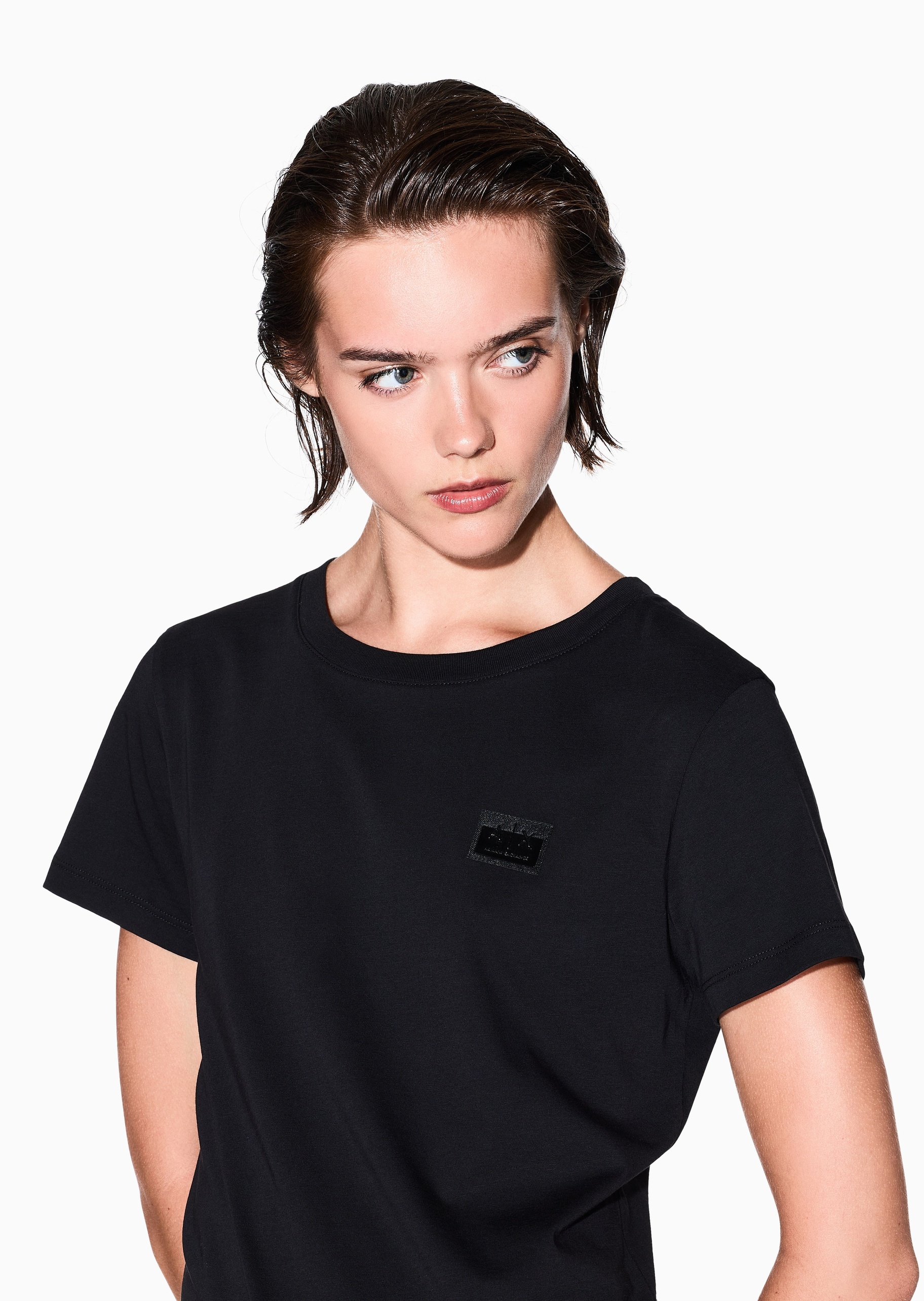 ARMANI EXCHANGE 女士纯棉合身短袖圆领纯色轻薄T恤衫