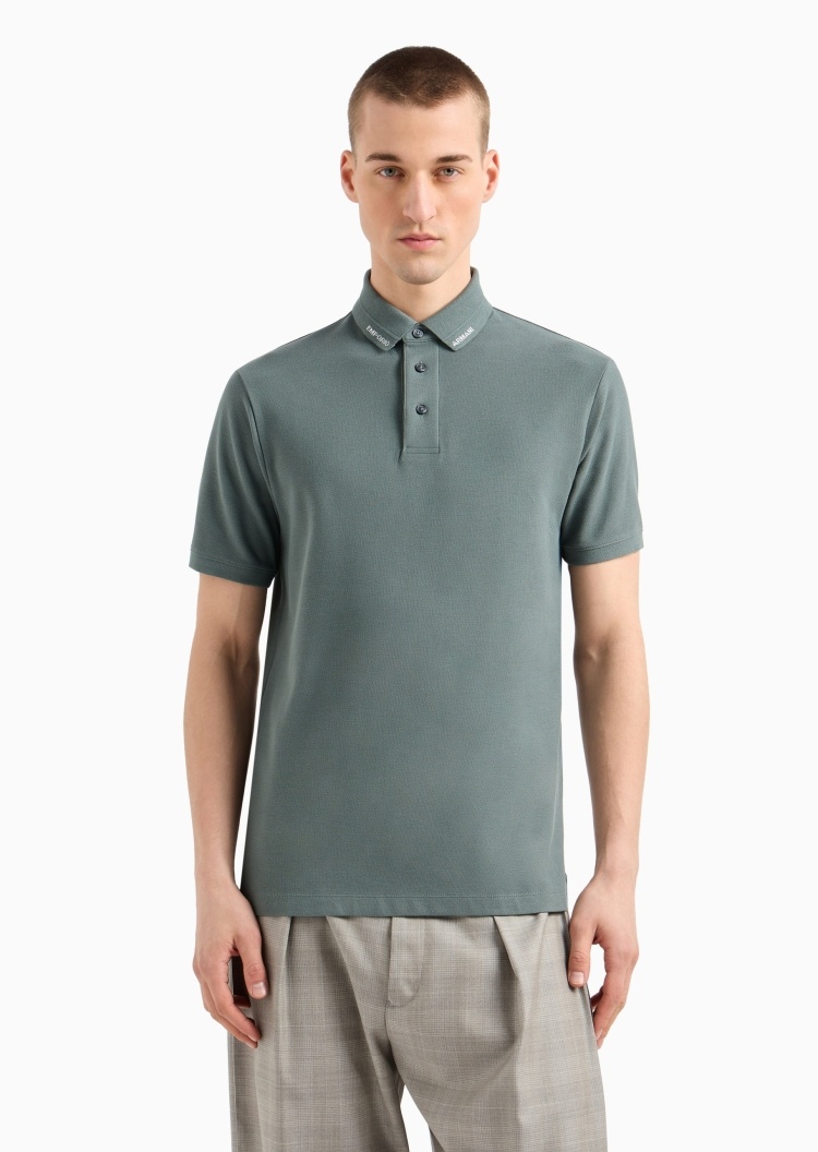 Emporio Armani 男士全棉合身短袖翻领多色Polo衫