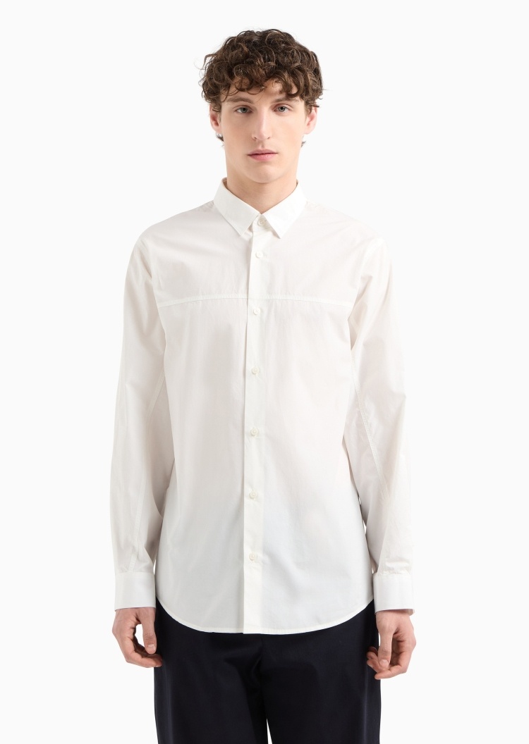 ARMANI EXCHANGE 男士全棉合身长袖翻领纯色正装衬衫