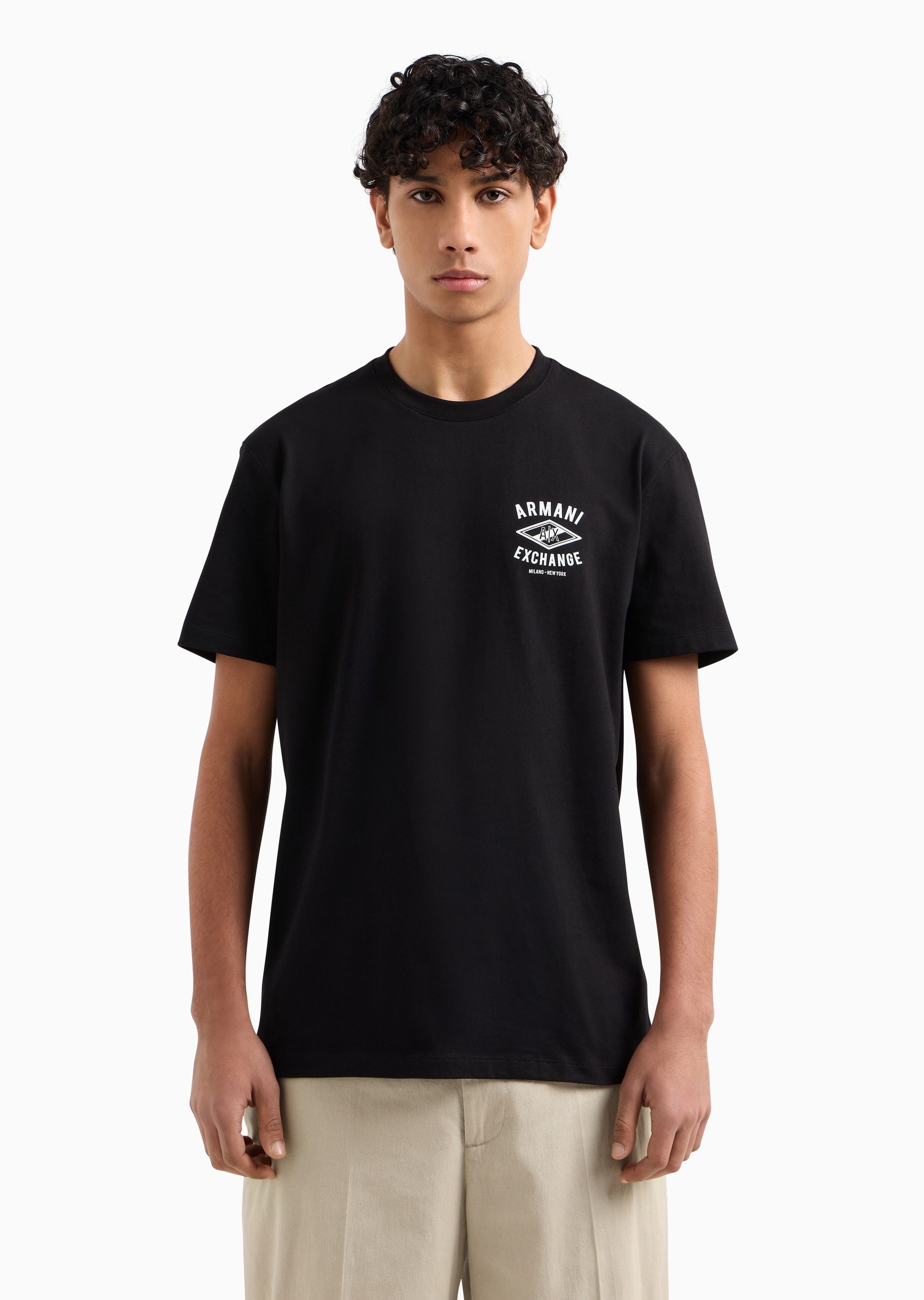 ARMANI EXCHANGE 男士全棉合身短袖圆领LOGO印花T恤