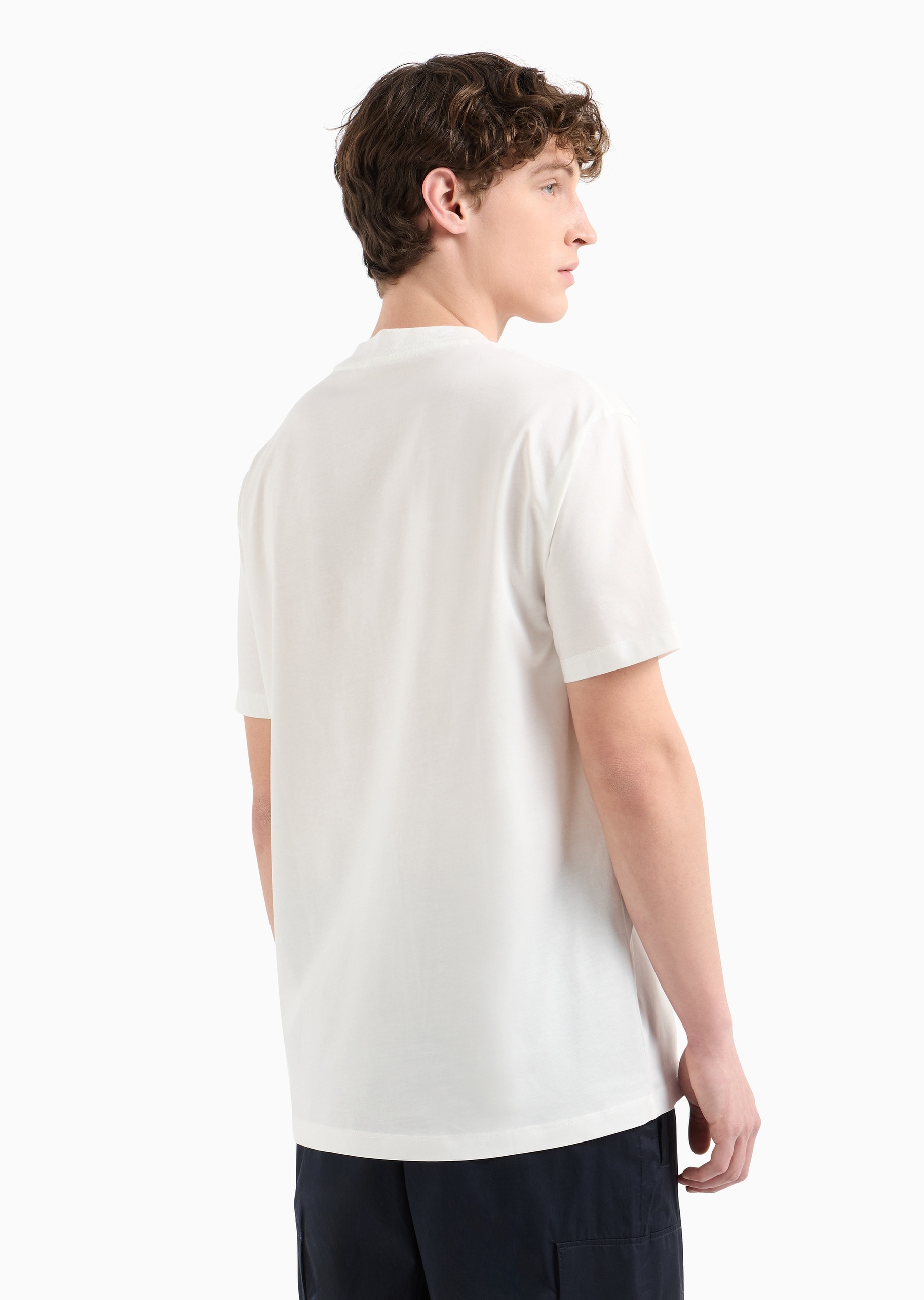 ARMANI EXCHANGE 男士全棉宽松短袖圆领框形刺绣时尚T恤