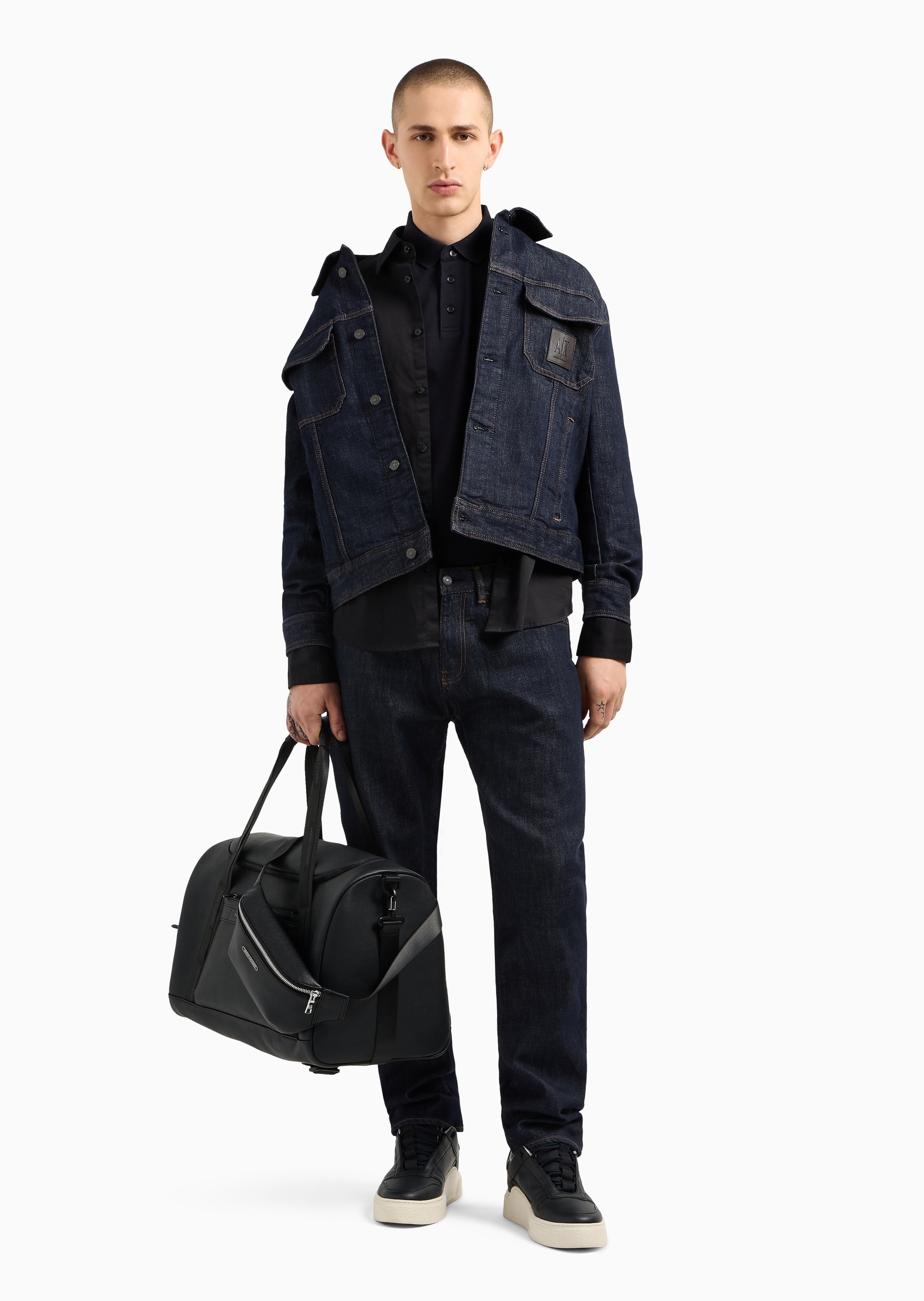 ARMANI EXCHANGE 男士全棉宽松短袖翻领标识刺绣Polo衫