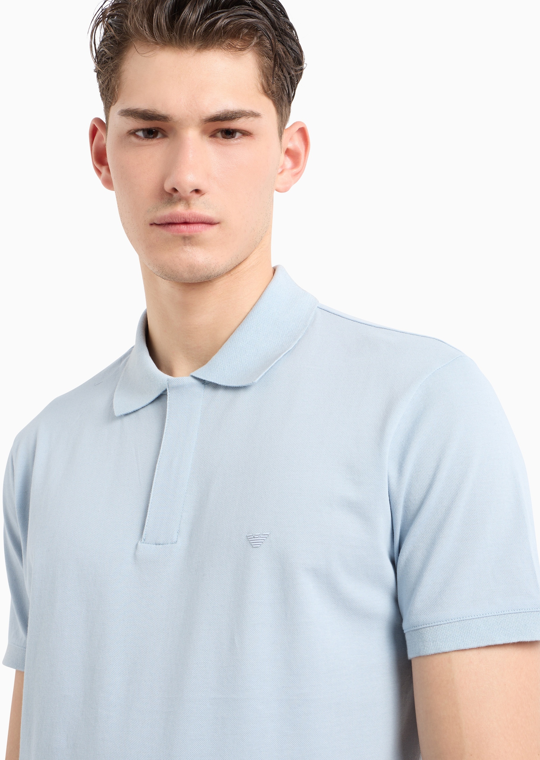 Emporio Armani 男士全棉合身短袖翻领暗门襟多色Polo衫