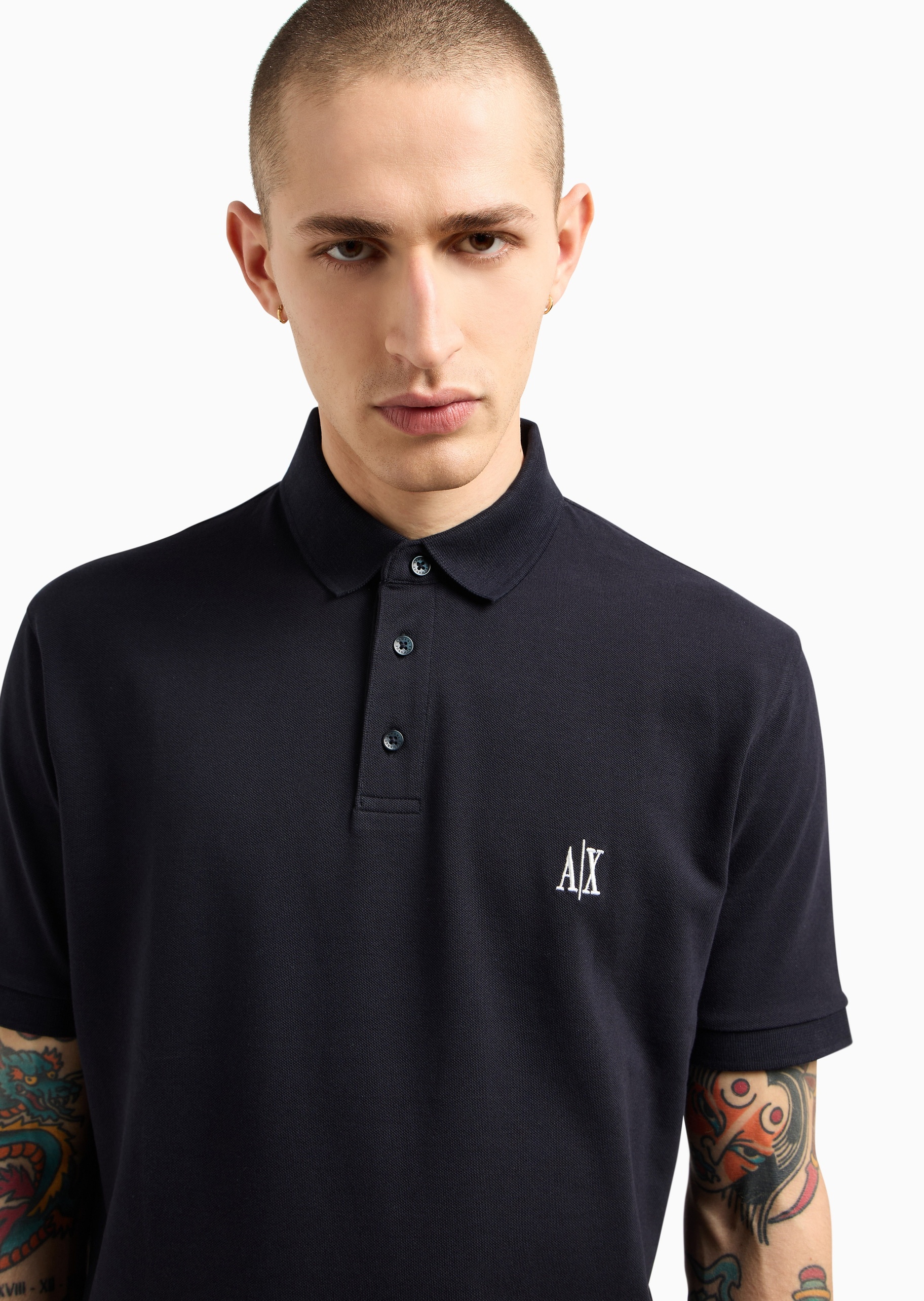 ARMANI EXCHANGE 男士全棉宽松短袖翻领标识刺绣Polo衫