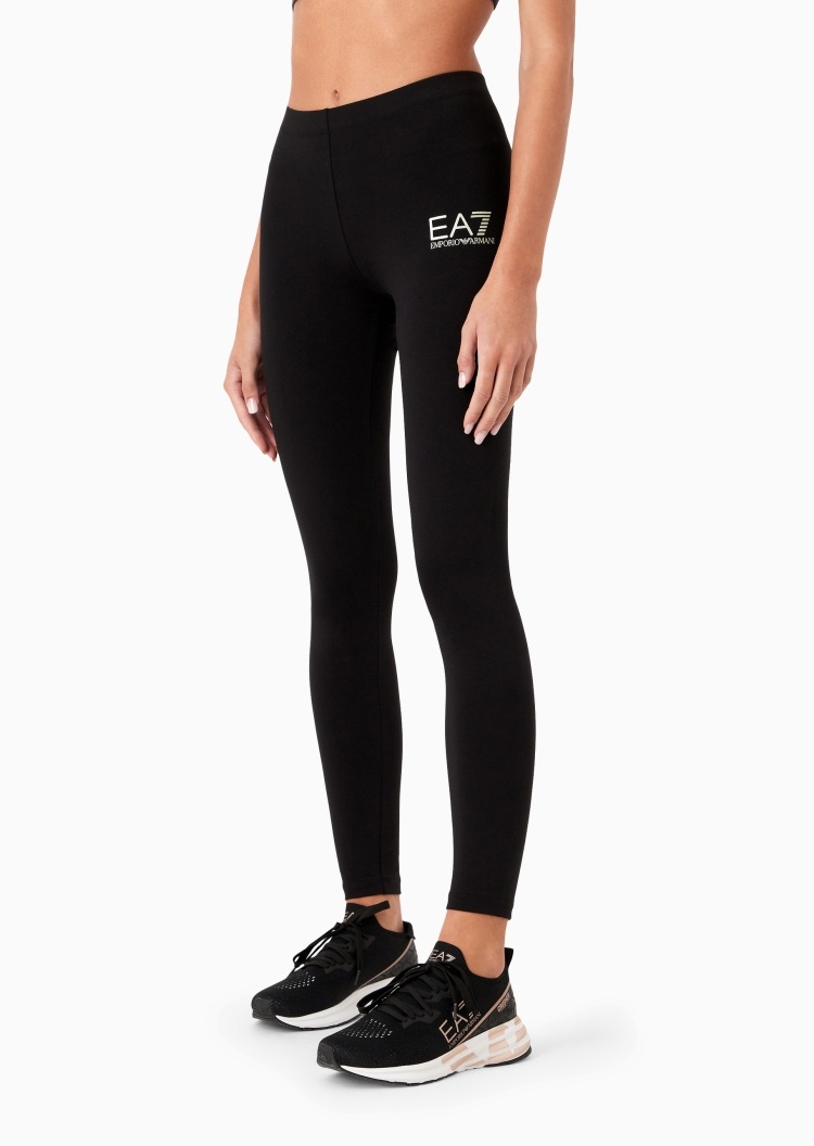 EA7 女士棉质弹力标准长款窄脚健身打底紧身裤