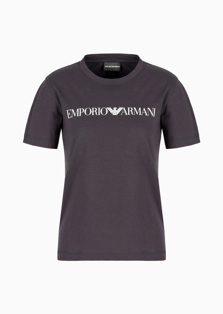 Emporio Armani 女士全棉合身短袖圆领鹰标印花T恤