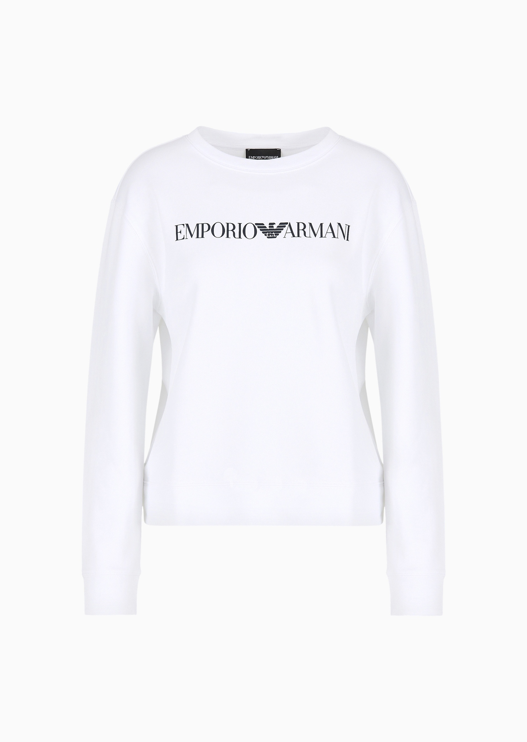 Emporio Armani 女士全棉合身长袖短款圆领落肩卫衣