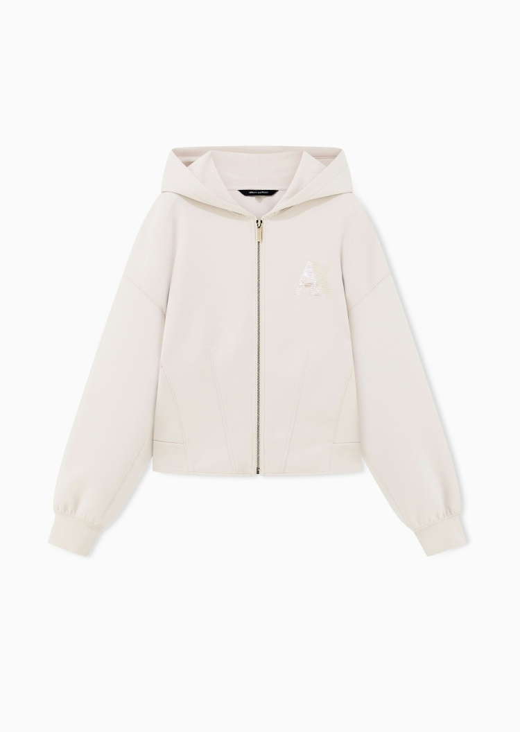 ARMANI EXCHANGE 女士合身连帽落肩拉链门襟休闲夹克