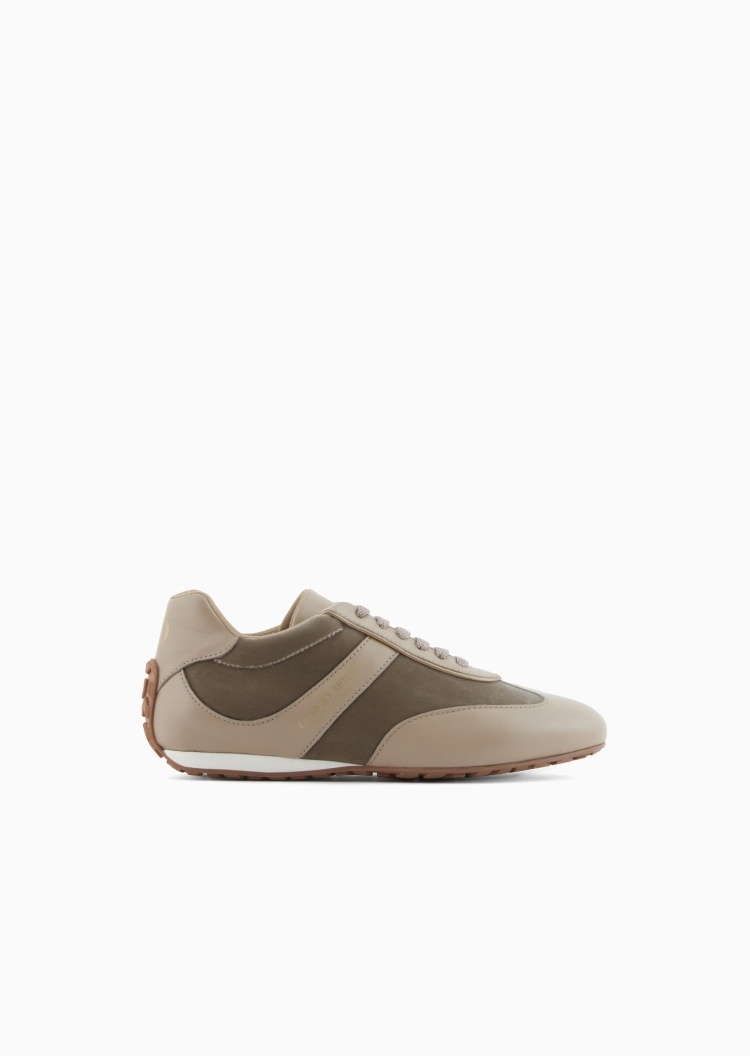 Giorgio Armani 女士牛皮革拼接复古风休闲运动鞋