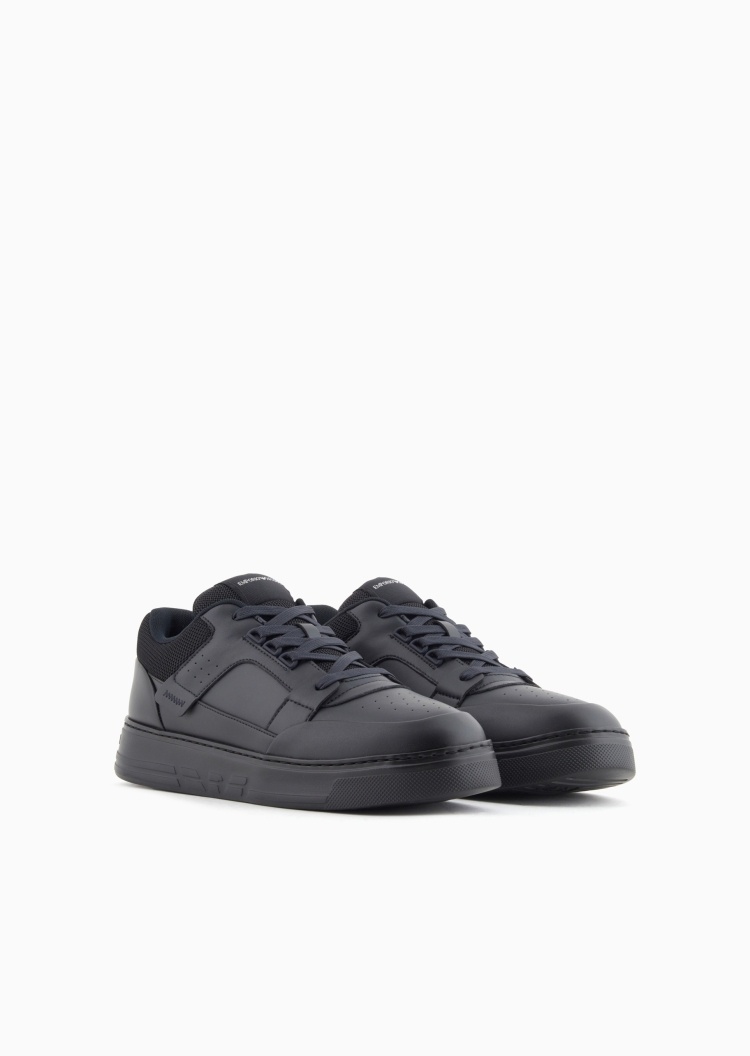 Emporio Armani 男士系带低帮圆头厚底板鞋运动鞋