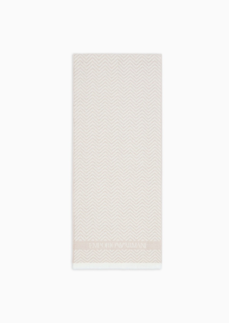 Emporio Armani 男士绵羊毛提花商务户外保暖围巾