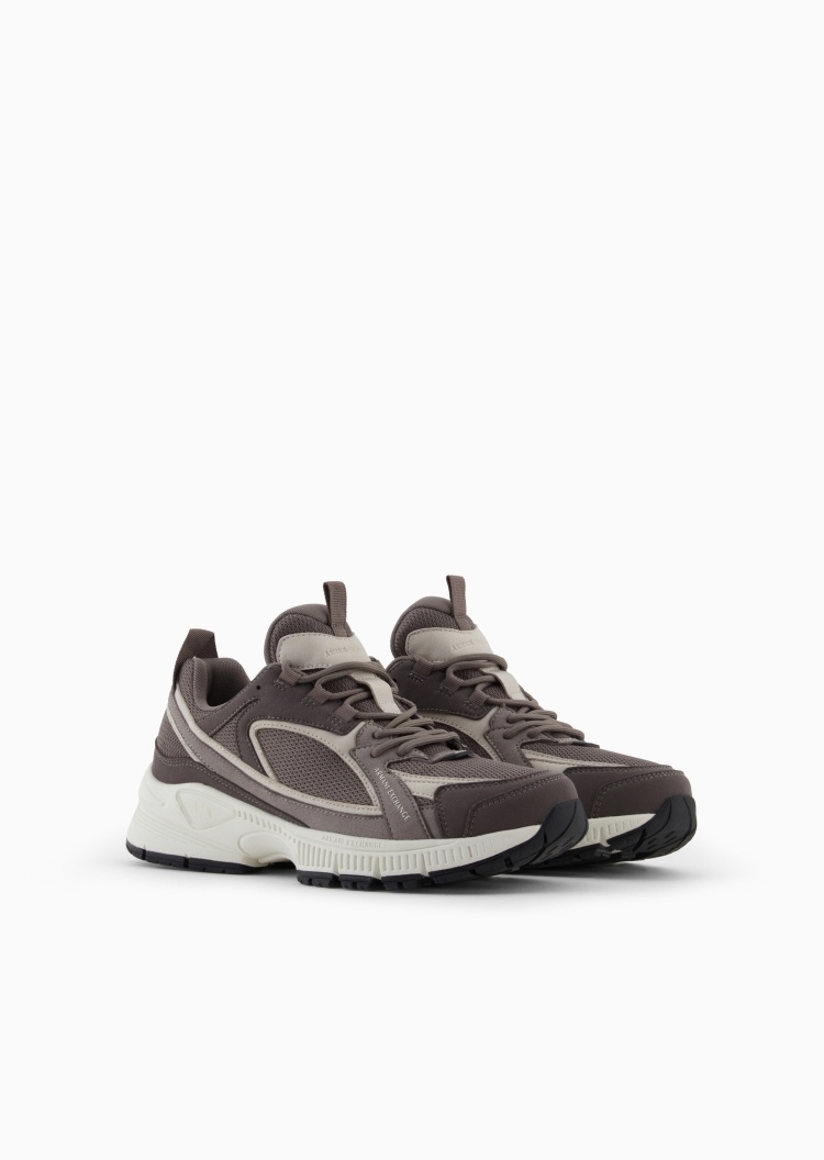 ARMANI EXCHANGE 男士系带低帮厚底撞色拼接休闲鞋