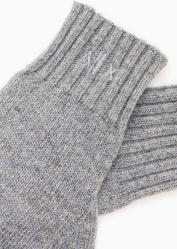 ARMANI EXCHANGE 女士绵羊毛分指刺绣LOGO时尚手套