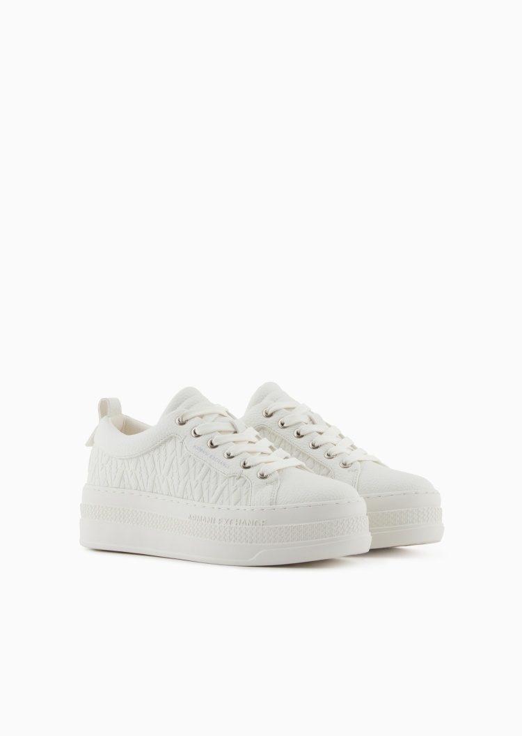 ARMANI EXCHANGE 女士系带低帮圆头厚底增高休闲鞋