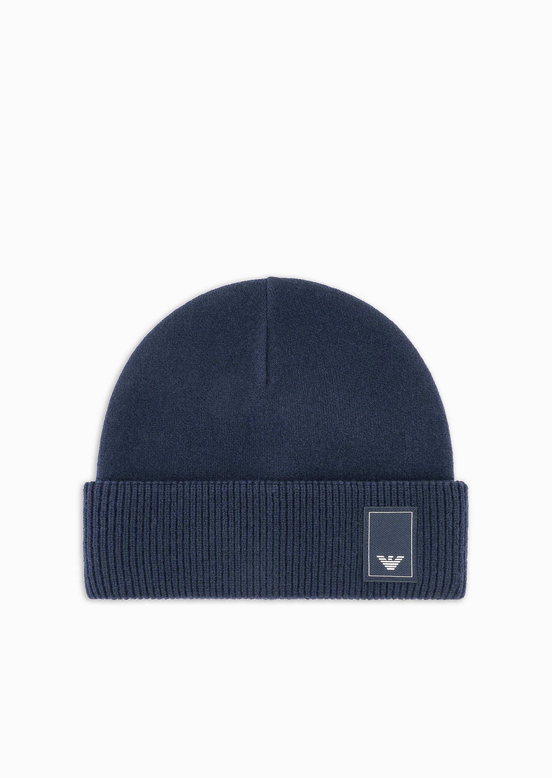 Emporio Armani 男士绵羊毛混纺翻边休闲针织毛线帽