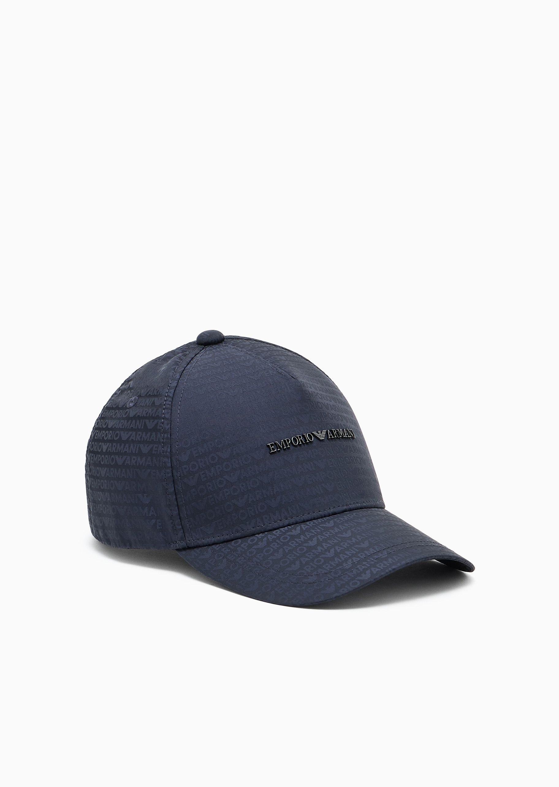 Emporio Armani 男士魔术贴圆顶弯檐时尚老花棒球帽
