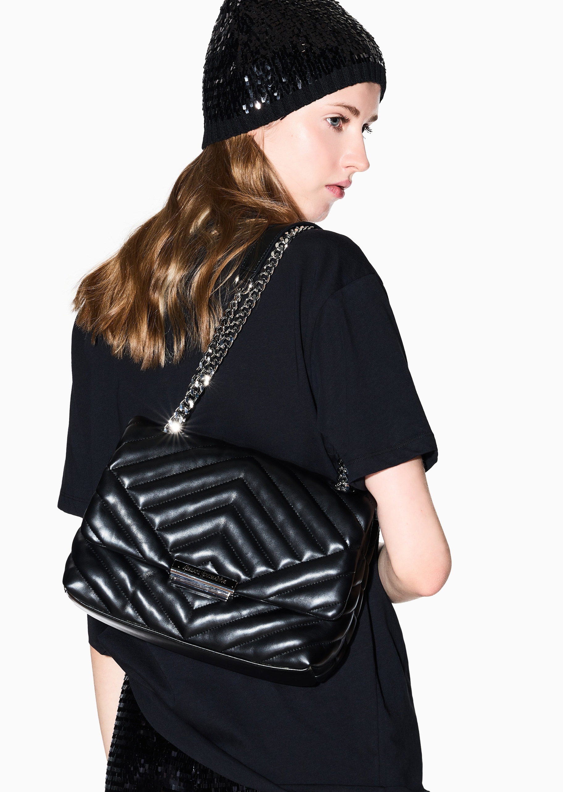 ARMANI EXCHANGE 女士翻盖可调节肩带单肩斜挎邮差包