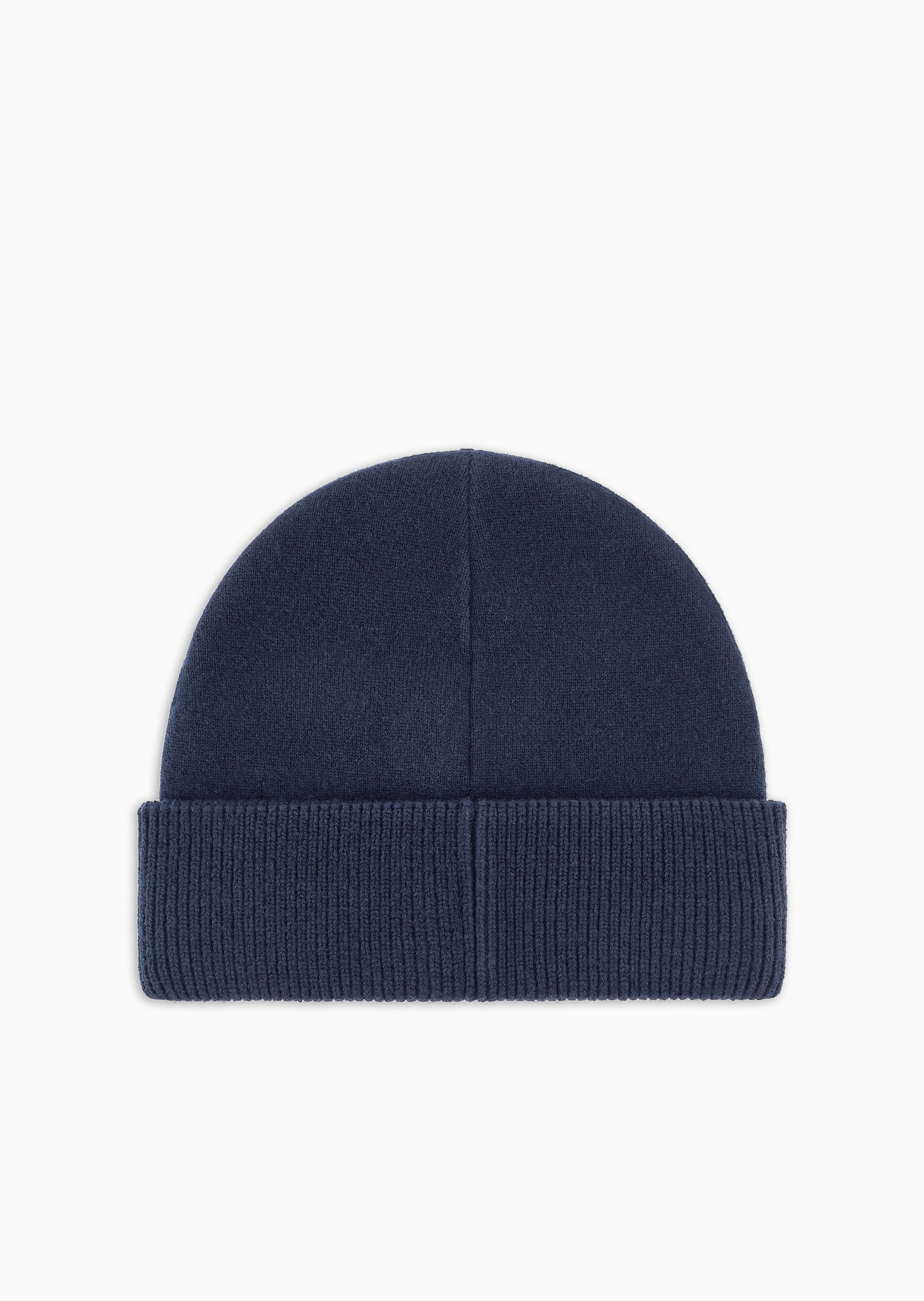 Emporio Armani 男士绵羊毛混纺翻边休闲针织毛线帽