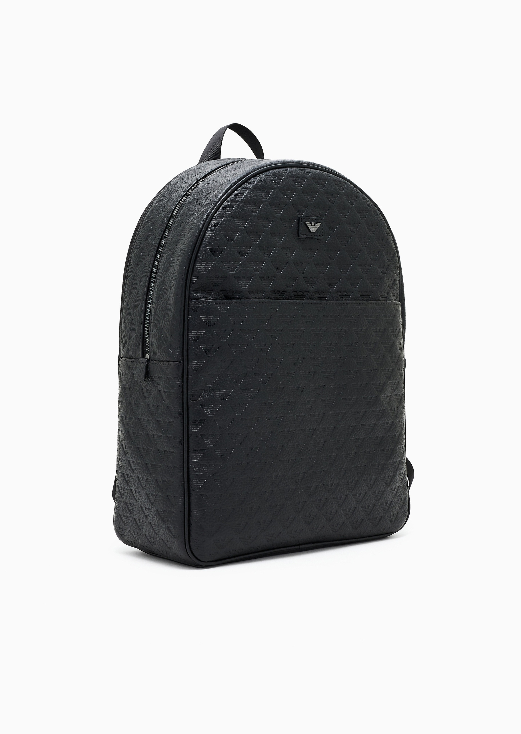 Emporio Armani 男士牛皮革拉链圆形老花手提双肩包