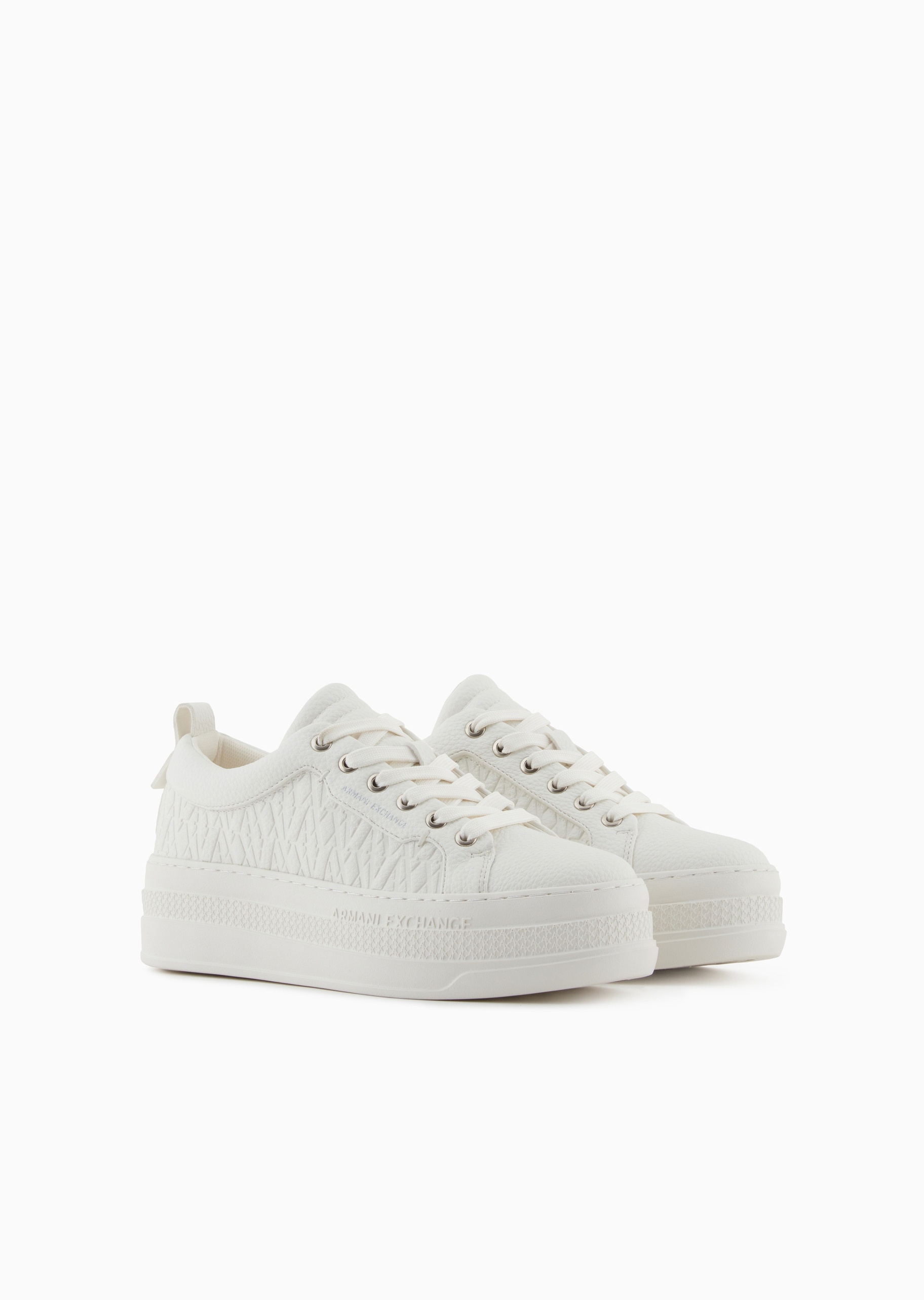 ARMANI EXCHANGE 女士系带低帮圆头厚底增高休闲鞋