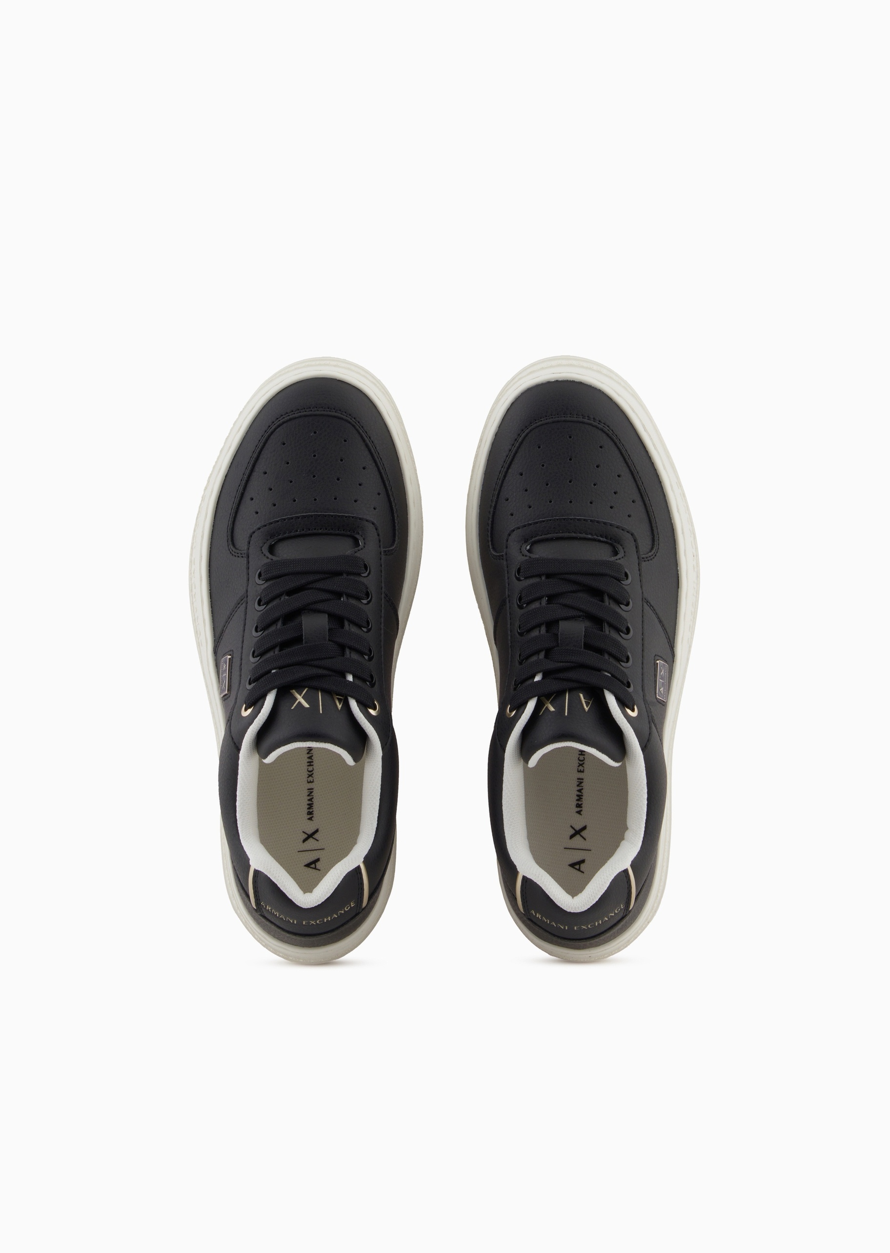 ARMANI EXCHANGE 女士系带低帮圆头厚底增高穿孔休闲鞋
