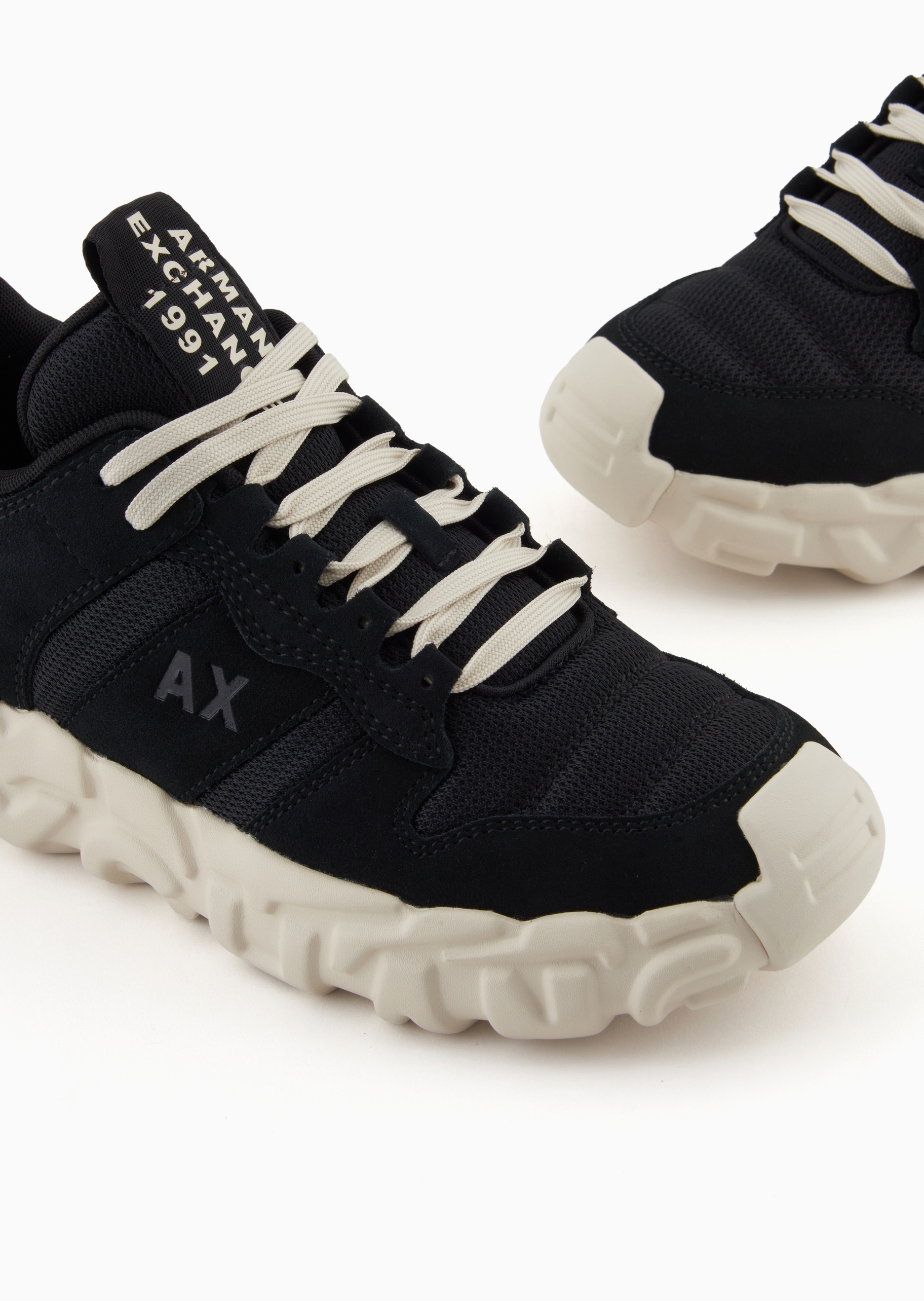 ARMANI EXCHANGE 男士系带低帮字母厚底潮流前卫休闲鞋