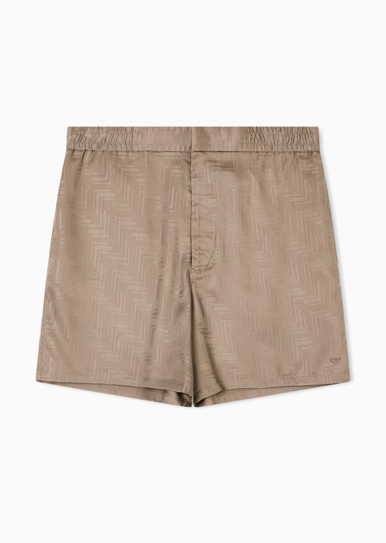 Emporio Armani 男士宽松休闲松弛感莱赛尔提花短裤