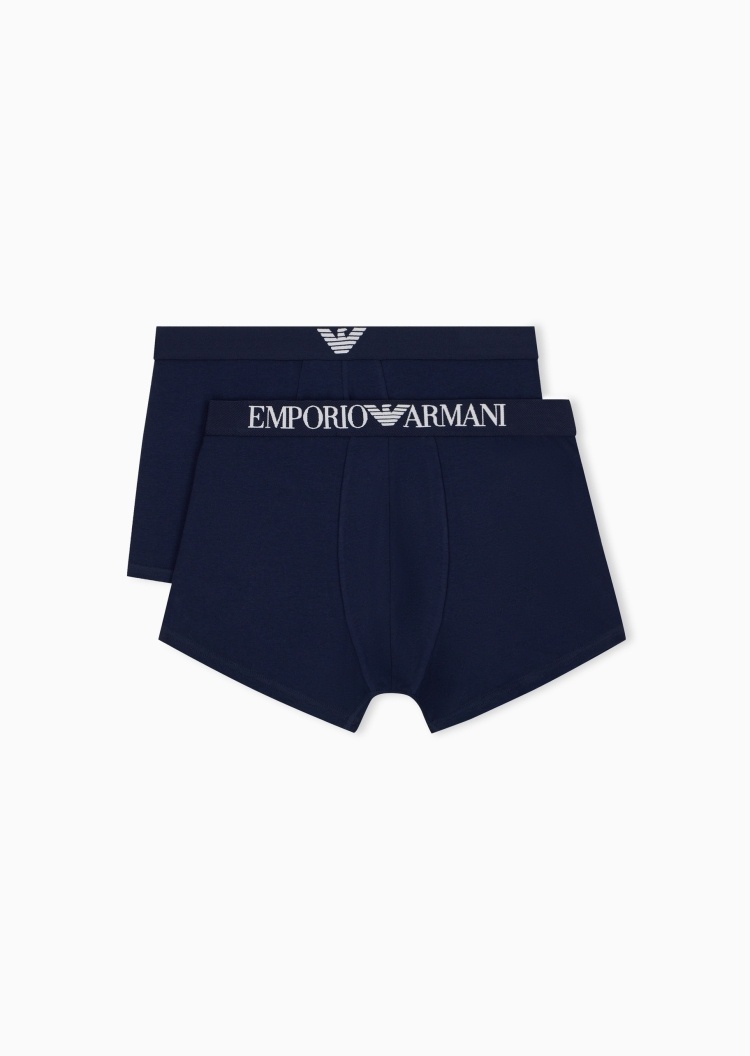 Emporio Armani 男士弹力平角两条装提花腰边内裤套装