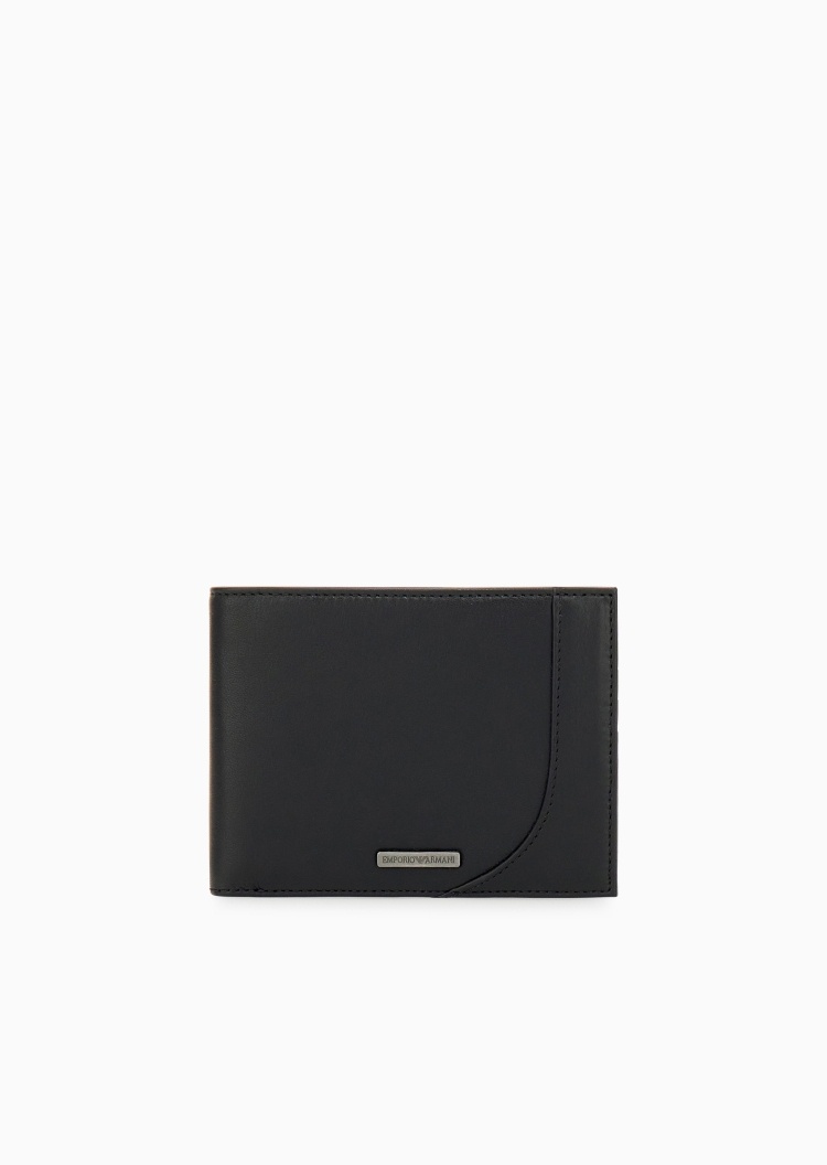 Emporio Armani 男士牛皮革对折短款多卡位翻盖内袋手拿钱包
