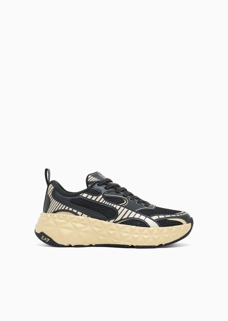EA7 男女同款系带低帮厚底网面休闲运动鞋