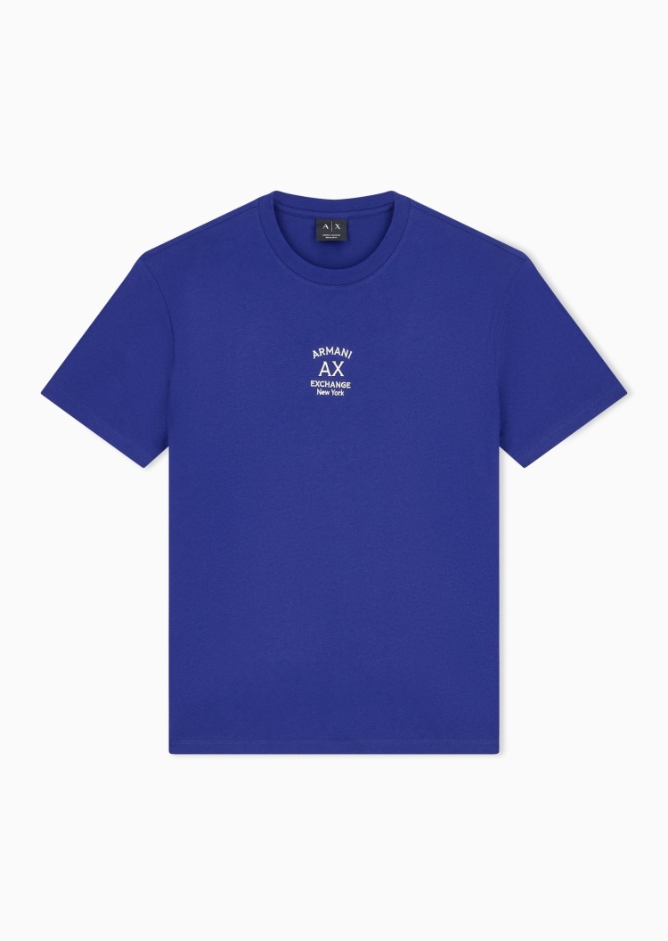 ARMANI EXCHANGE 男士纯棉合身短袖圆领刺绣印花T恤