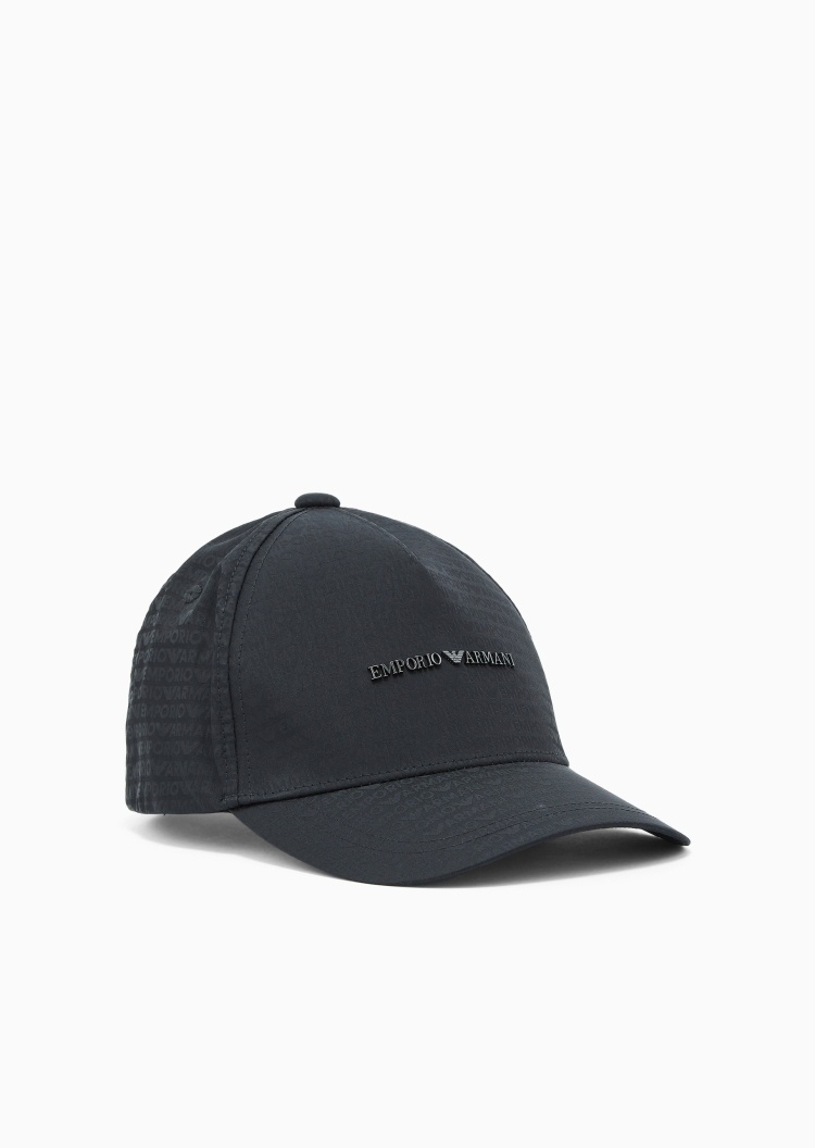 Emporio Armani 男士魔术贴圆顶弯檐时尚老花棒球帽